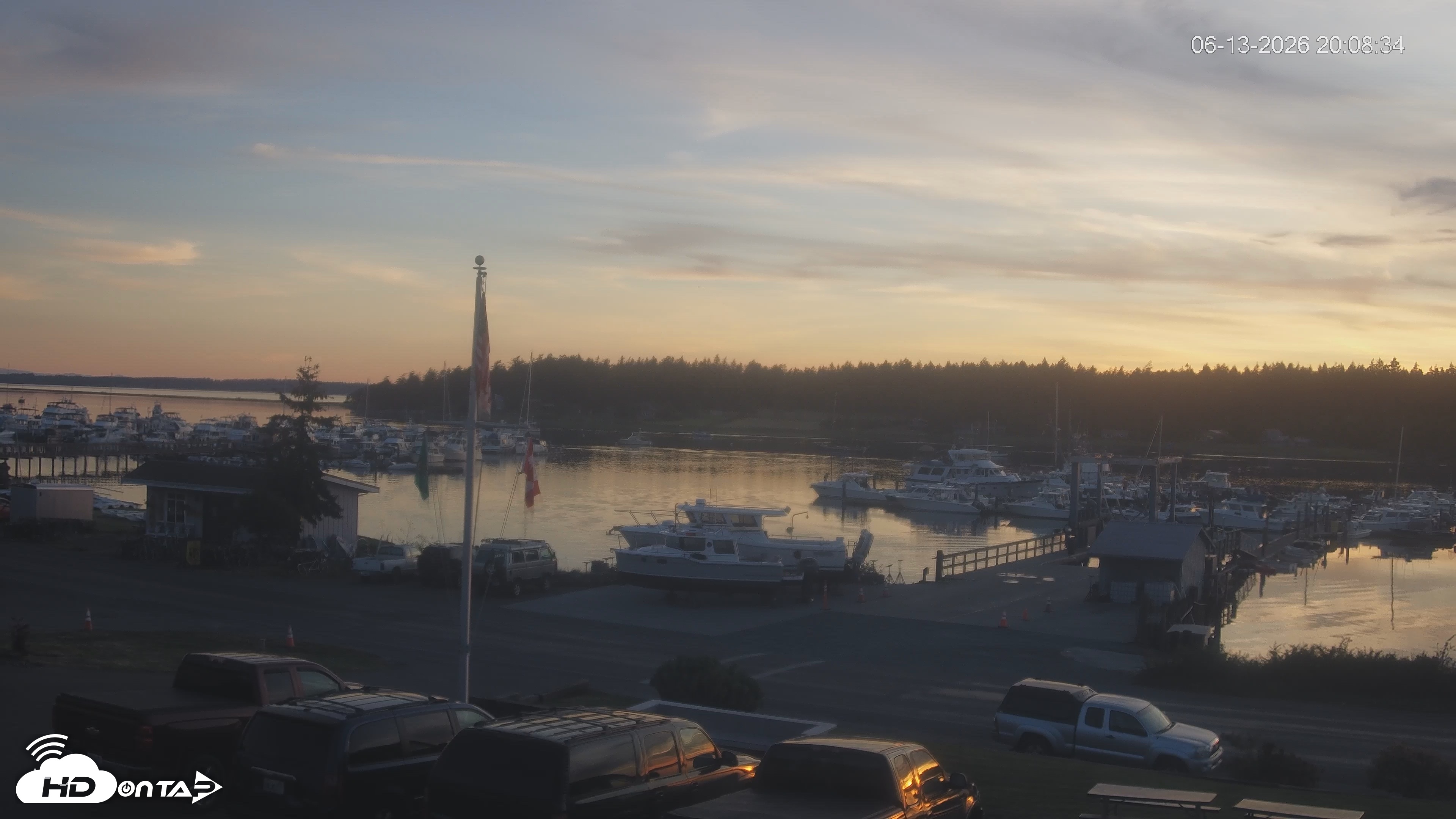 Snapshot of Lopez Island Marina Live Webcam taken Jun 13, 2026, 9:09pm PDT