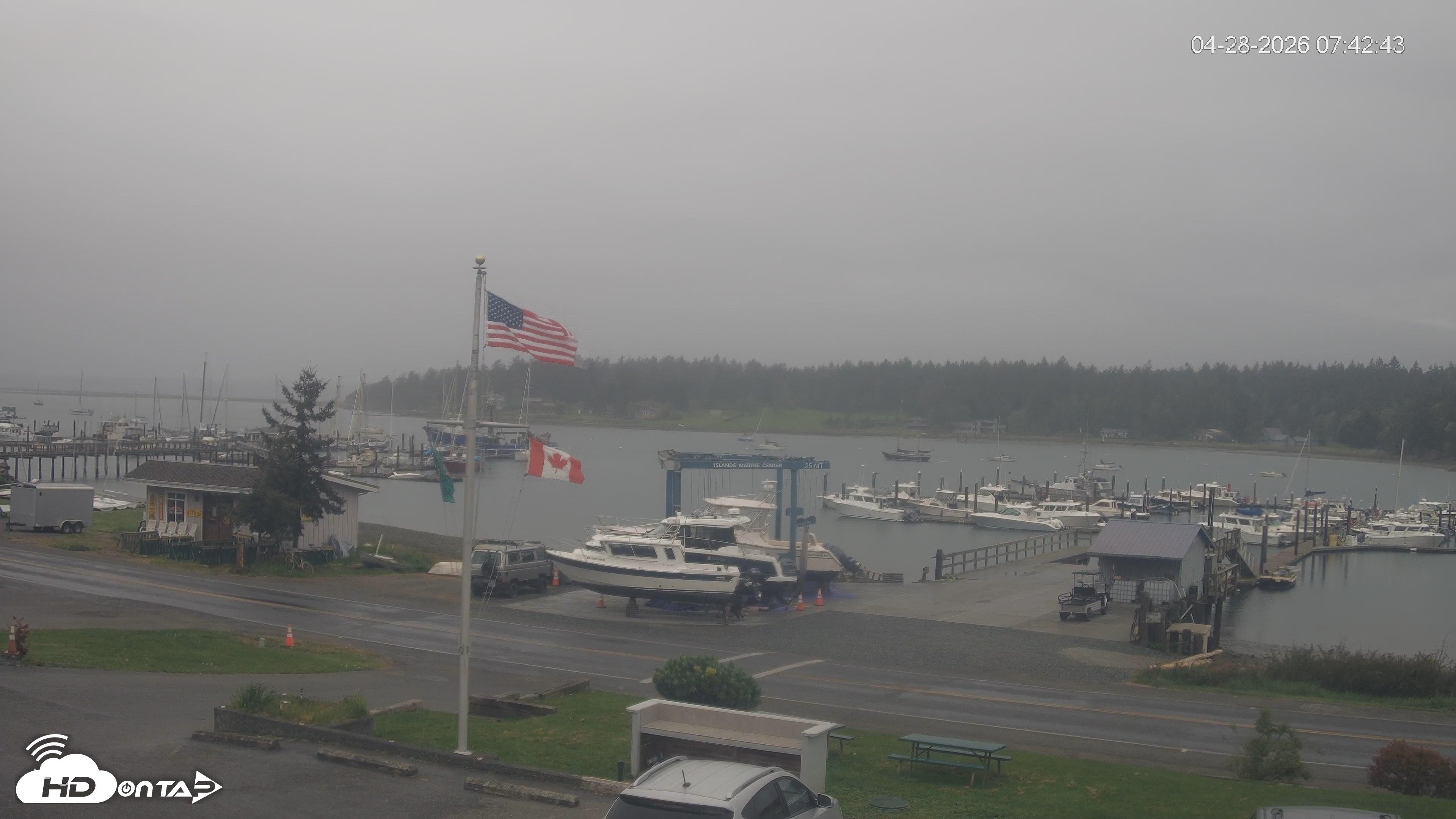 Snapshot of Lopez Island Marina Live Webcam taken Apr 28, 2026, 8:43am PDT