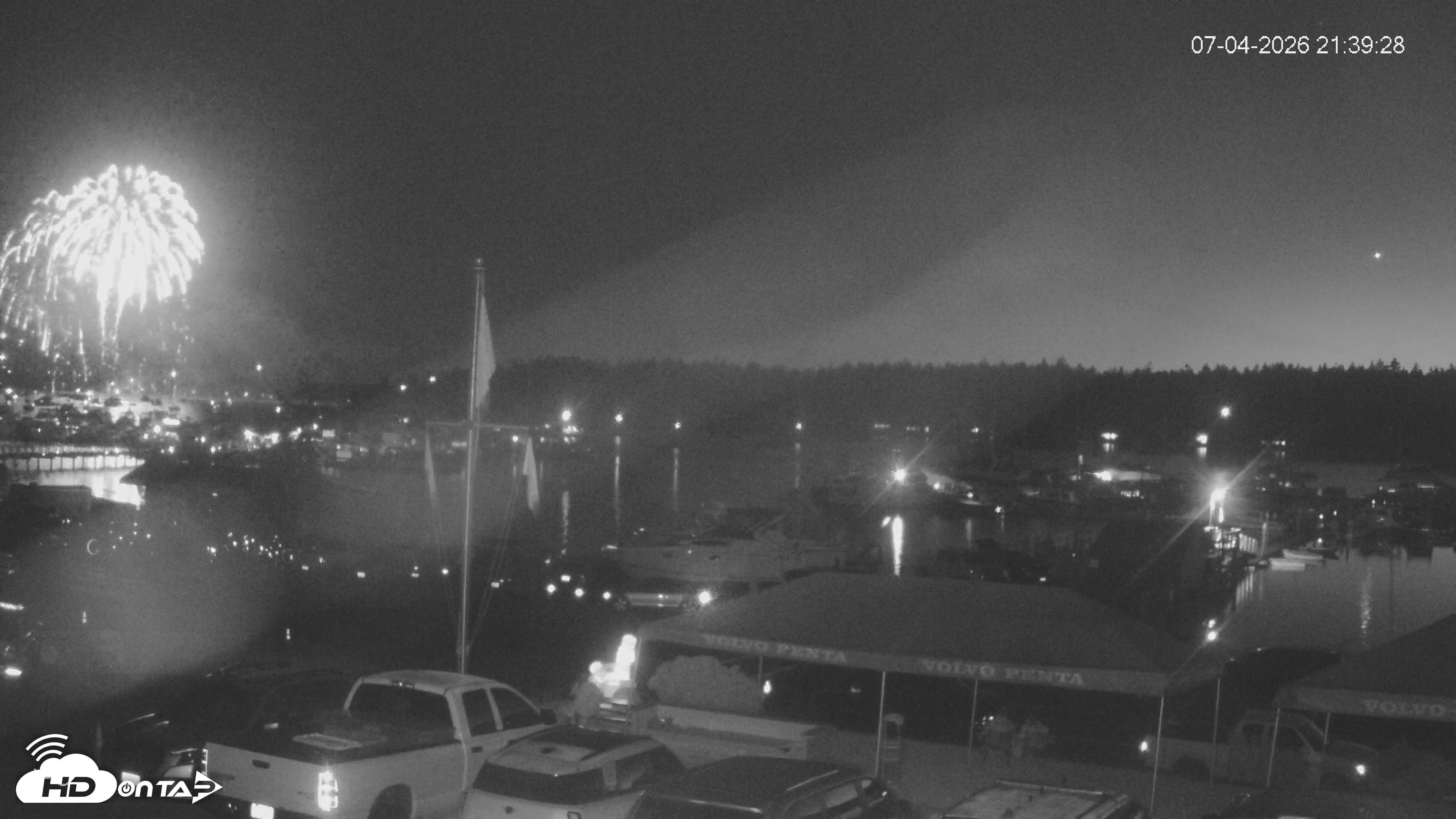 Snapshot of Lopez Island Marina Live Webcam taken Jul 4, 2026, 10:39pm PDT