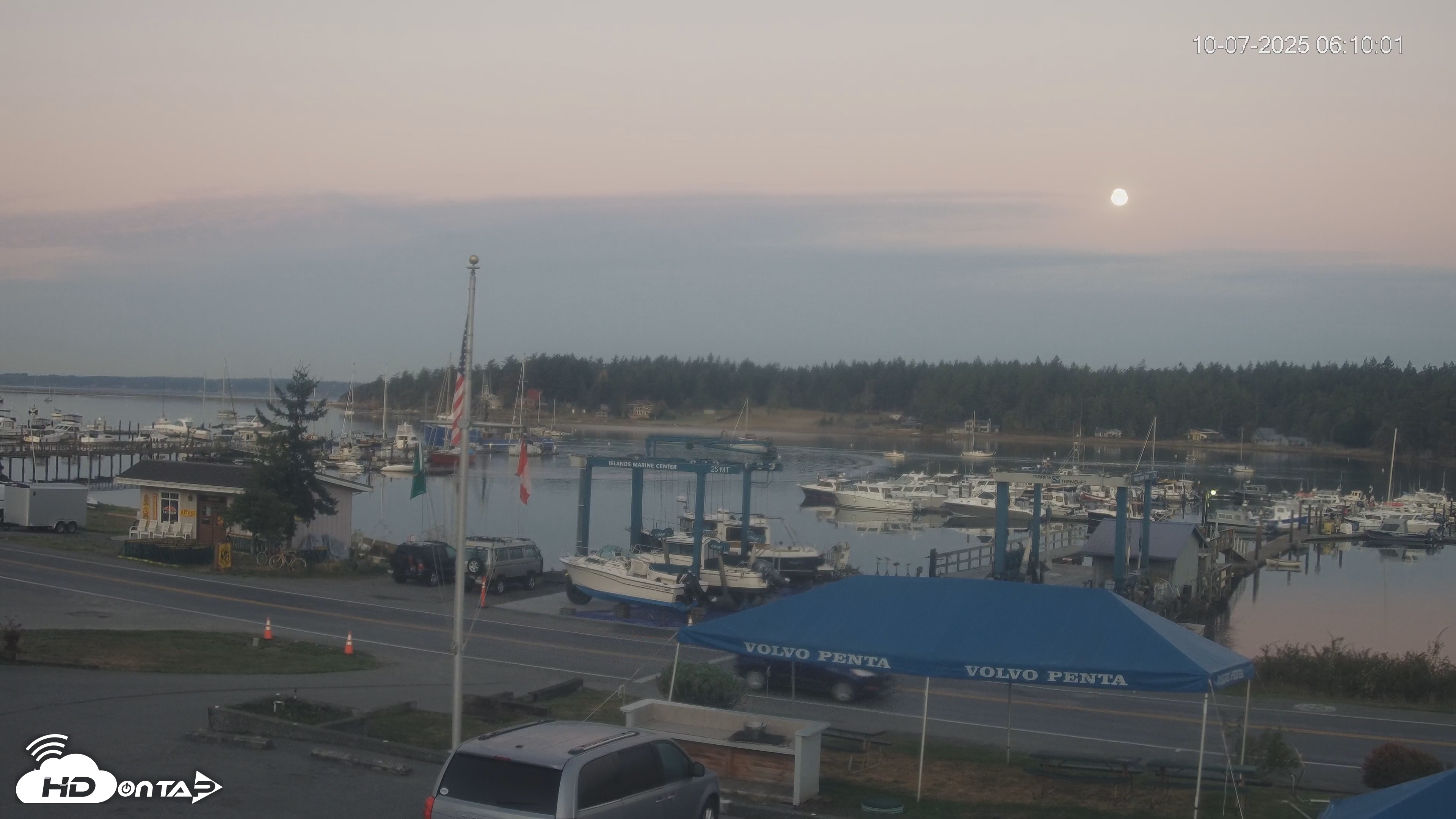Snapshot of Lopez Island Marina Live Webcam taken Oct 7, 2025, 7:10am PDT