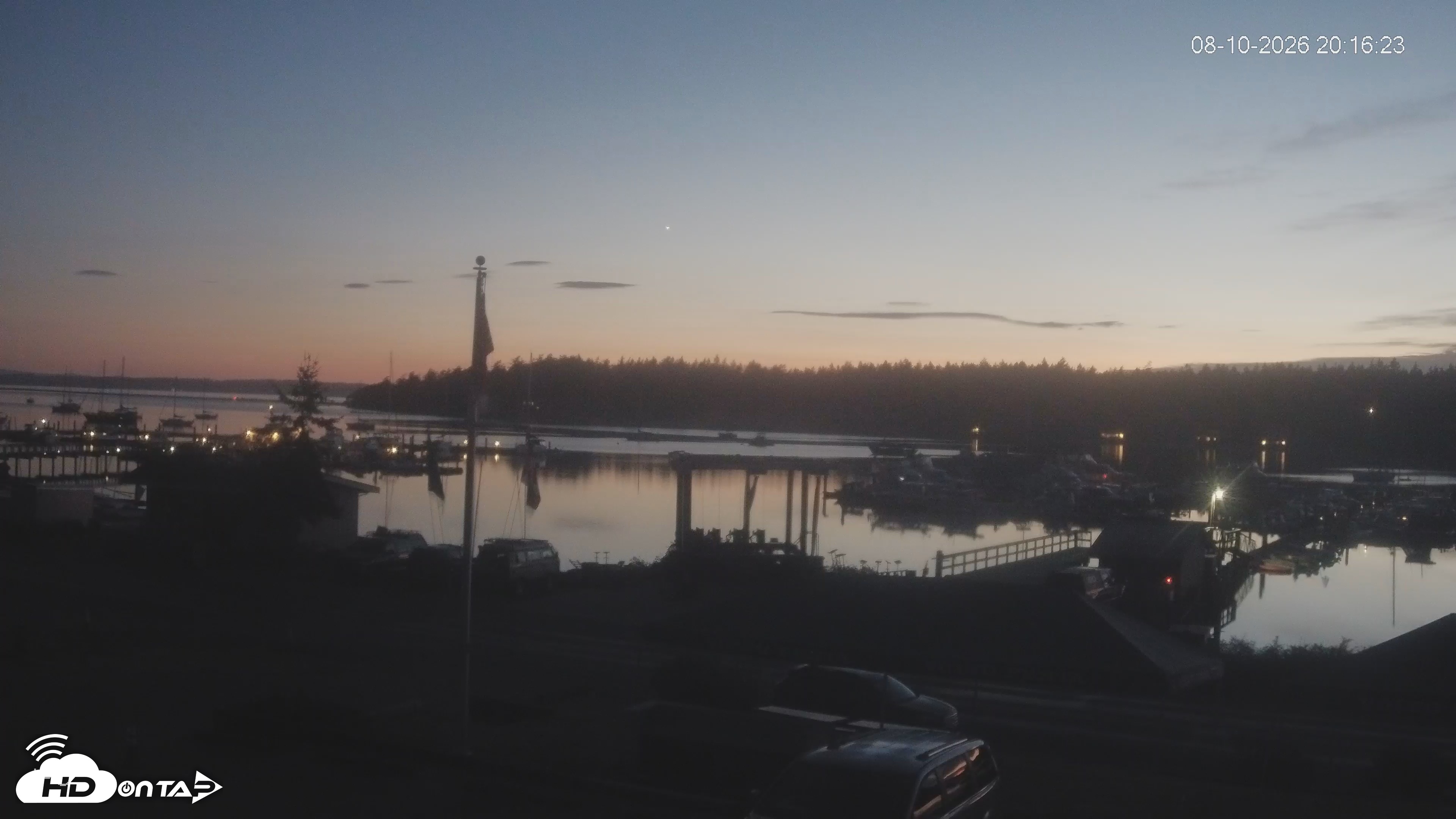 Snapshot of Lopez Island Marina Live Webcam taken Aug 10, 2026, 9:16pm PDT