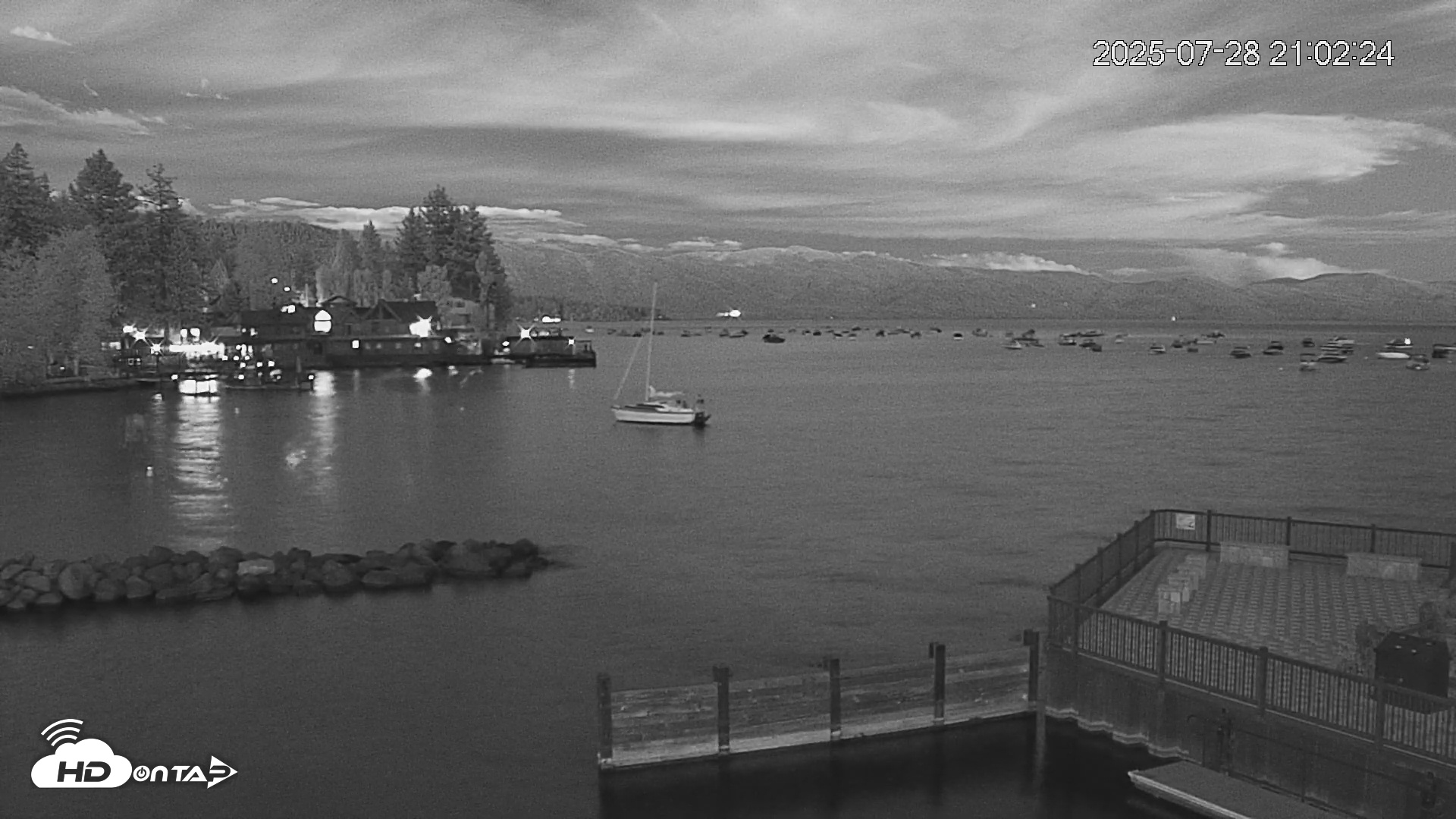 Snapshot of Tahoe Vista Lake Tahoe Live Webcam taken Jul 28, 2025, 9:03pm PDT