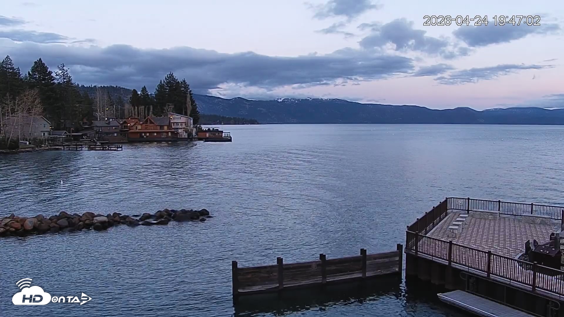 Snapshot of Tahoe Vista Lake Tahoe Live Webcam taken Apr 24, 2026, 7:48pm PDT