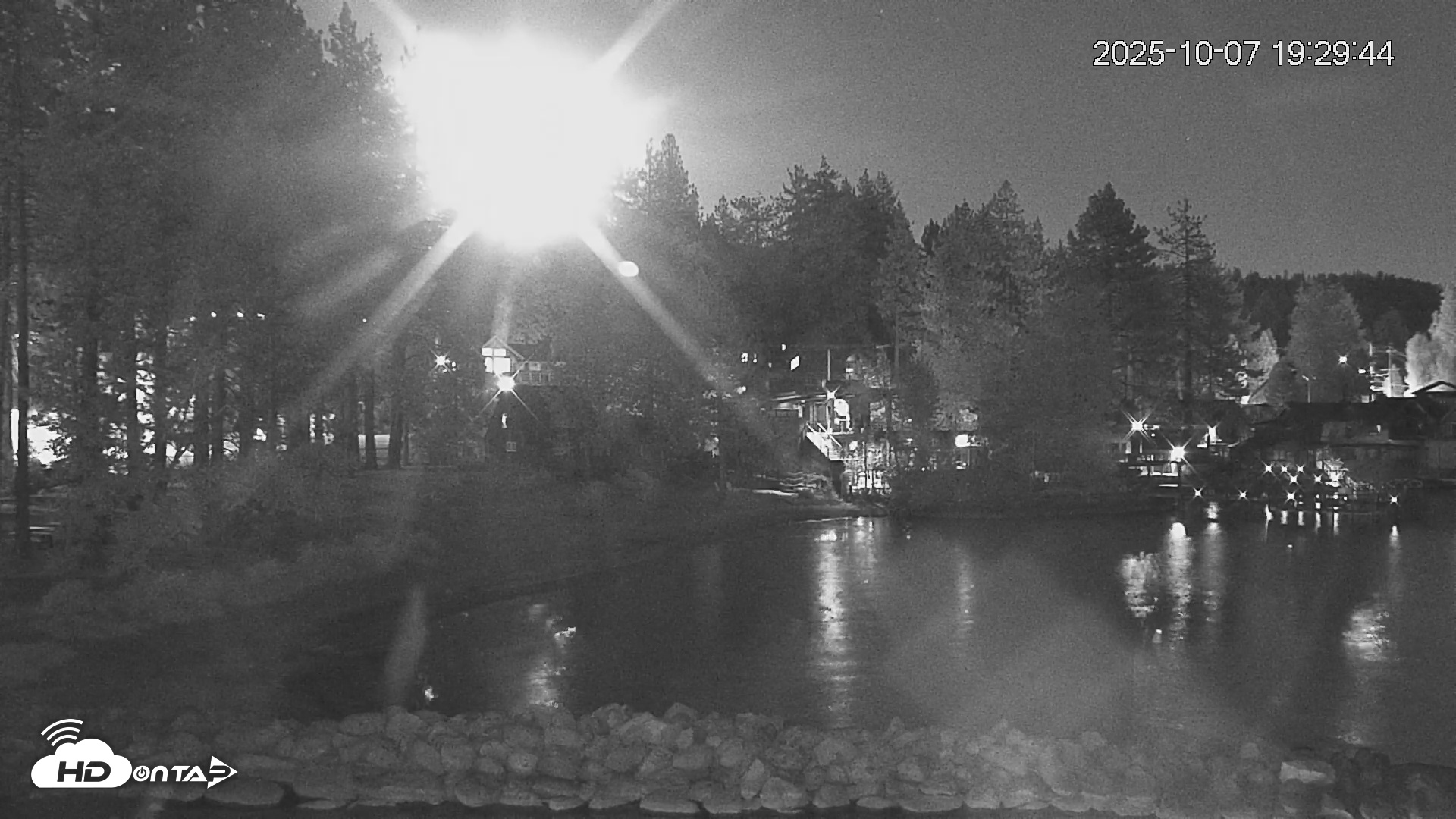 Snapshot of Tahoe Vista Lake Tahoe Live Webcam taken Oct 7, 2025, 7:30pm PDT