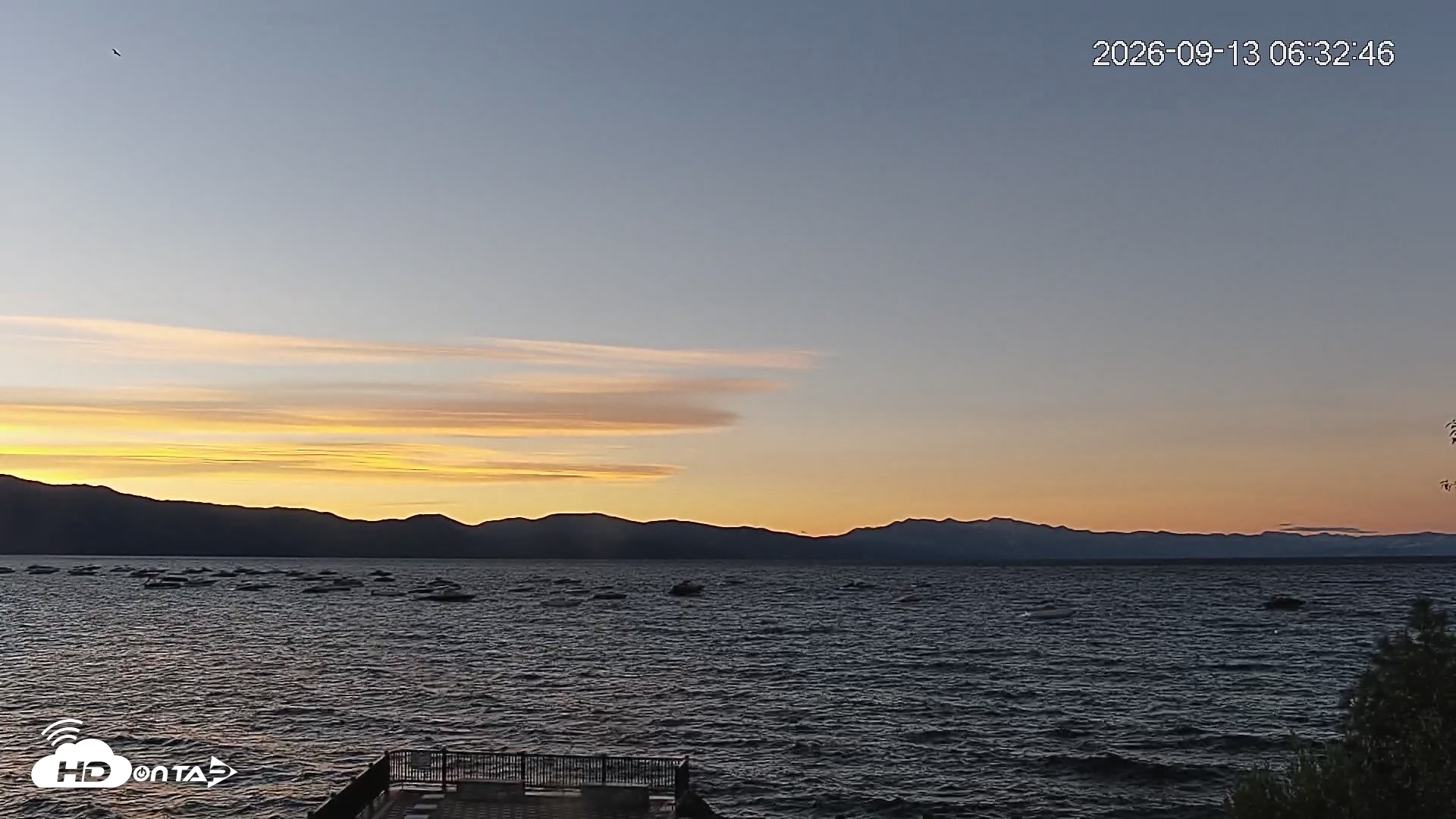 Snapshot of Tahoe Vista Lake Tahoe Live Webcam taken Sep 13, 2026, 6:34am PDT