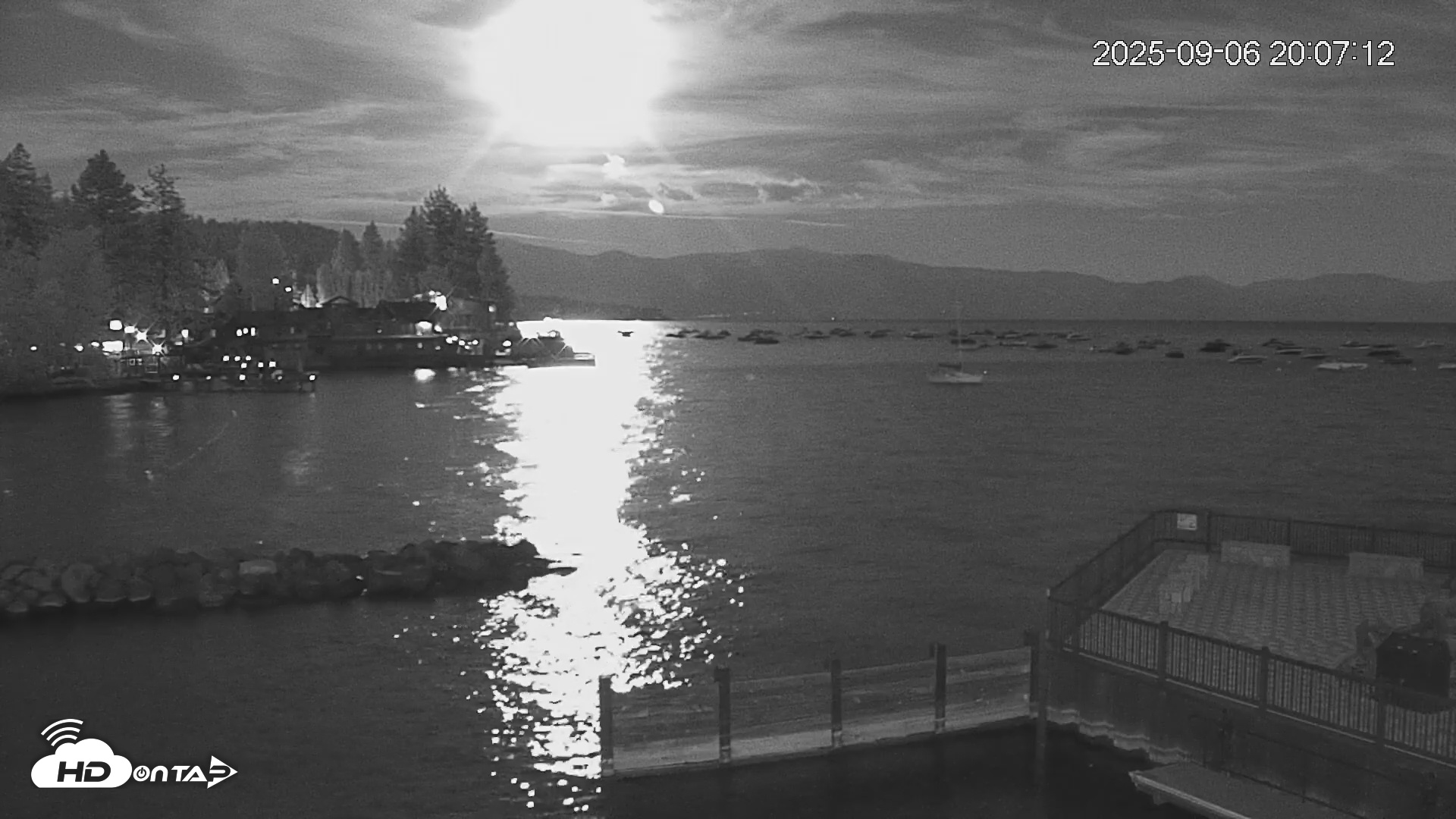 Snapshot of Tahoe Vista Lake Tahoe Live Webcam taken Sep 6, 2025, 8:08pm PDT