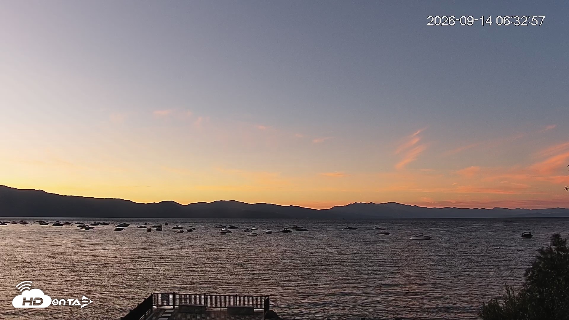 Snapshot of Tahoe Vista Lake Tahoe Live Webcam taken Sep 14, 2026, 6:34am PDT