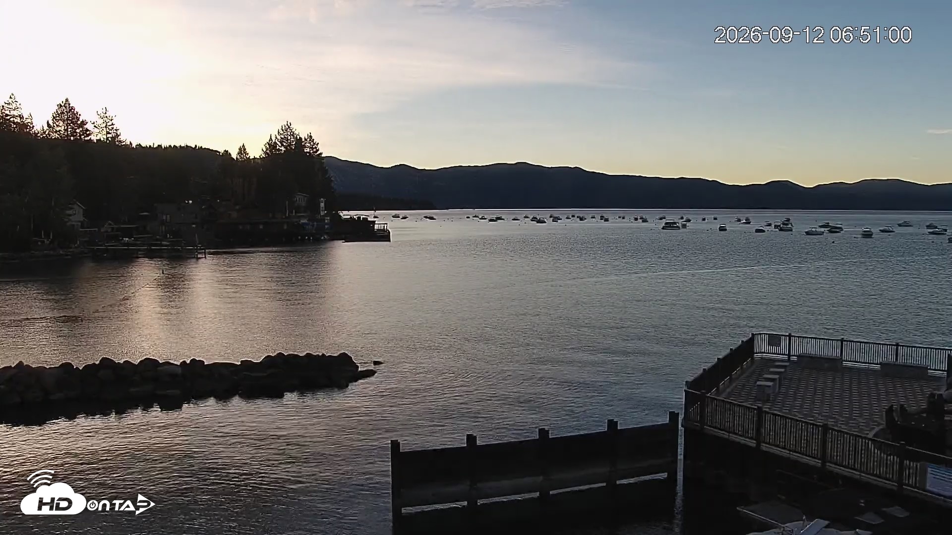 Snapshot of Tahoe Vista Lake Tahoe Live Webcam taken Sep 12, 2026, 6:52am PDT
