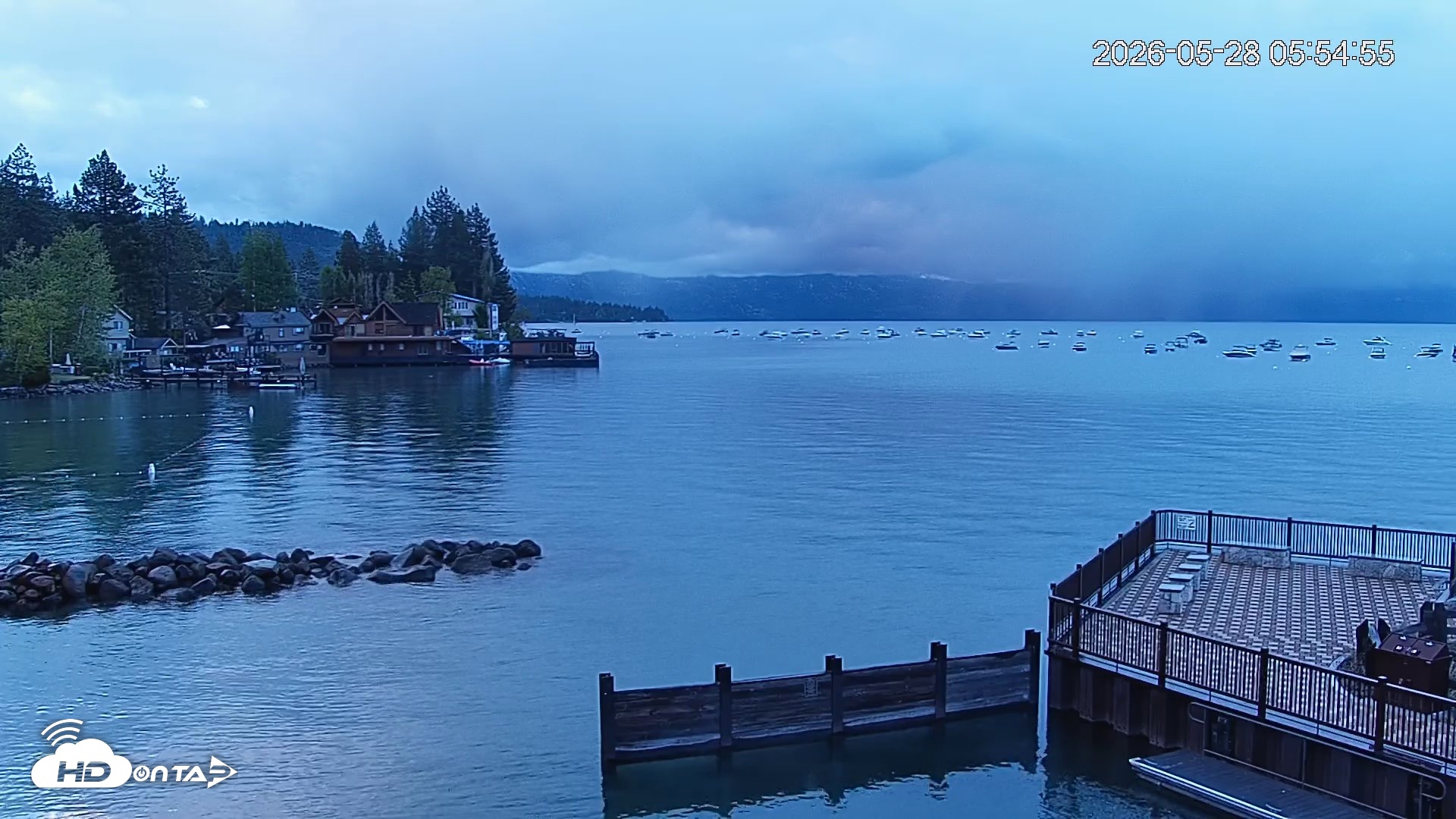 Snapshot of Tahoe Vista Lake Tahoe Live Webcam taken May 28, 2026, 5:56am PDT
