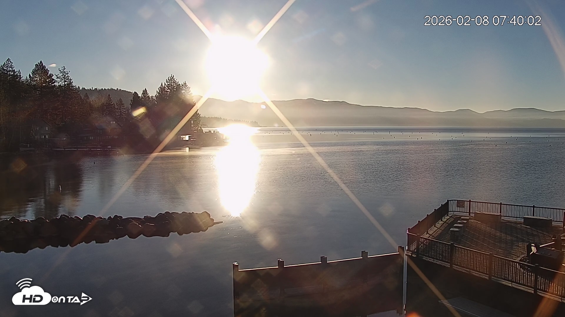 Snapshot of Tahoe Vista Lake Tahoe Live Webcam taken Feb 8, 2026, 7:41am PST