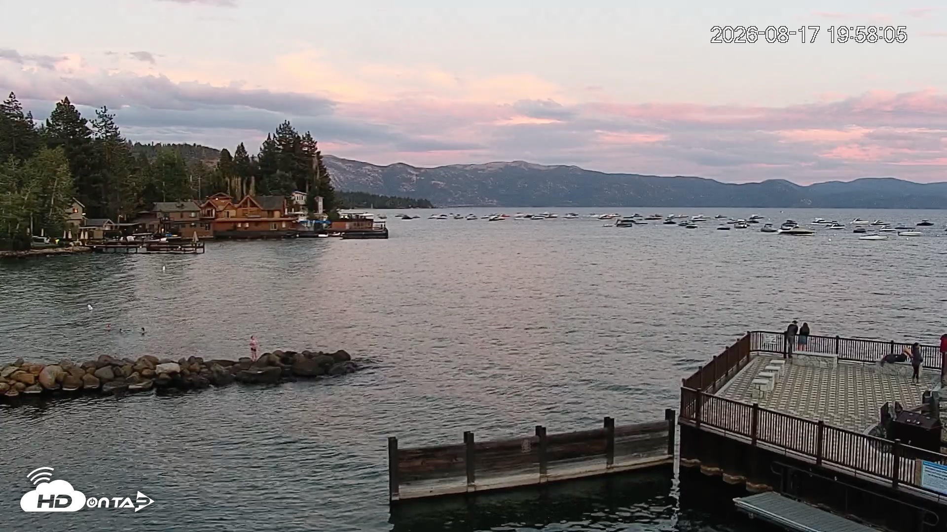 Snapshot of Tahoe Vista Lake Tahoe Live Webcam taken Aug 17, 2026, 7:59pm PDT
