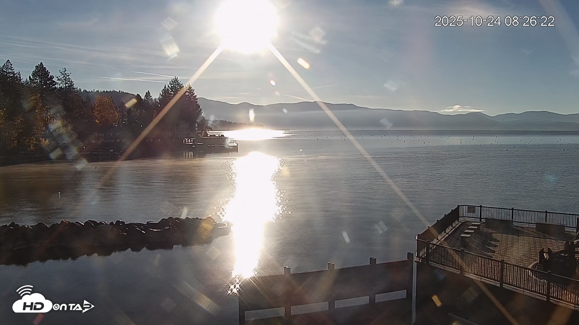 Snapshot of Tahoe Vista Lake Tahoe Live Webcam taken Oct 24, 2025, 8:27am PDT