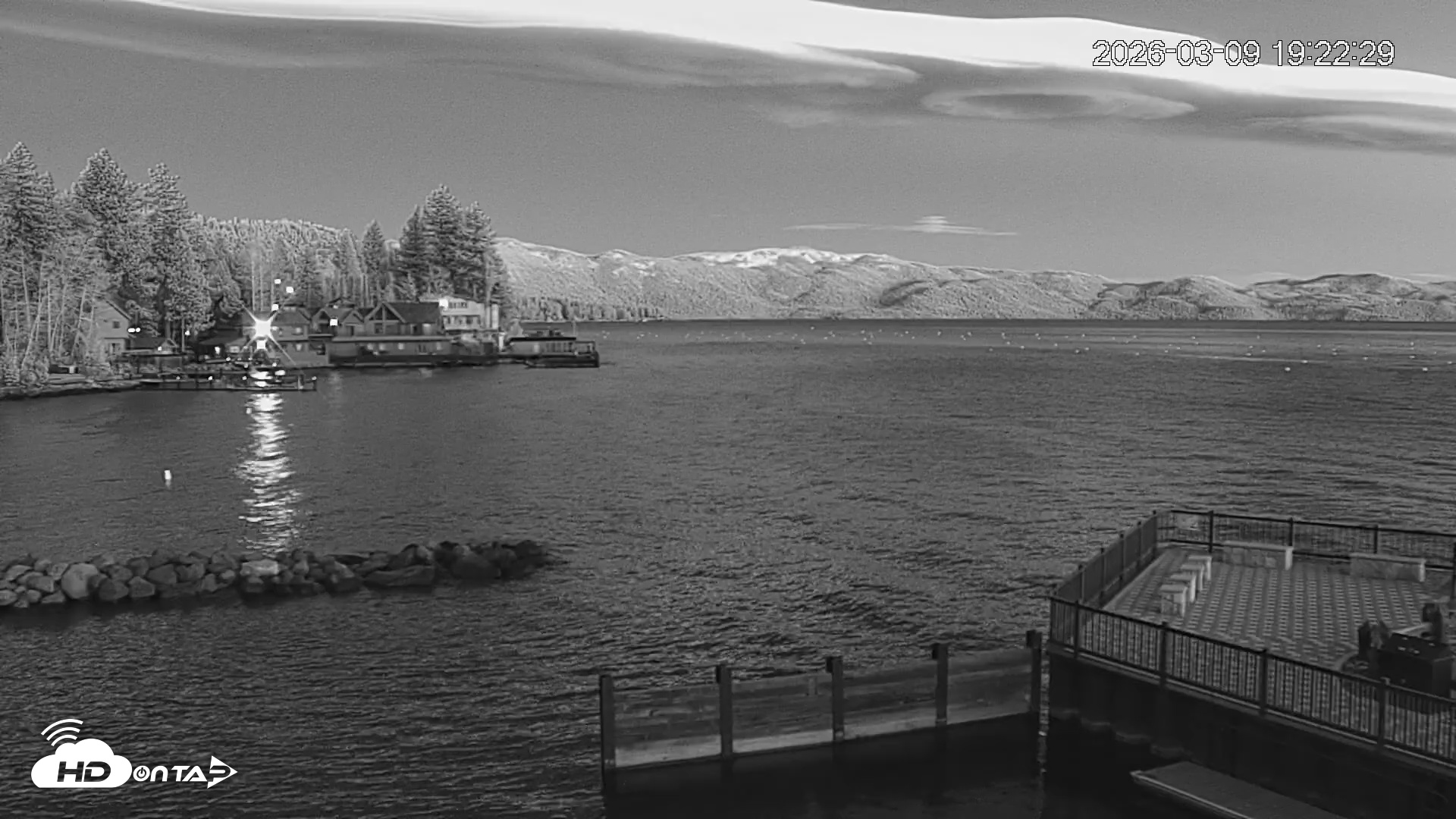 Snapshot of Tahoe Vista Lake Tahoe Live Webcam taken Mar 9, 2026, 7:24pm PDT