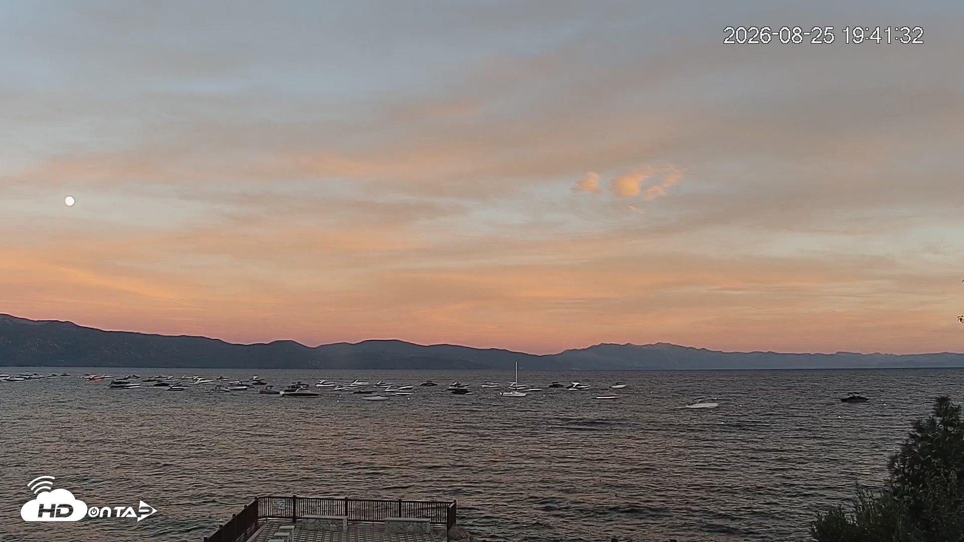 Snapshot of Tahoe Vista Lake Tahoe Live Webcam taken Aug 25, 2026, 7:43pm PDT