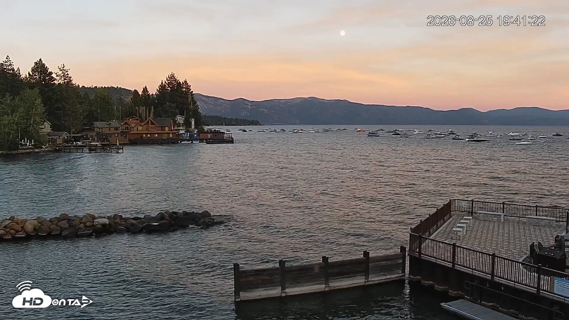 Snapshot of Tahoe Vista Lake Tahoe Live Webcam taken Aug 25, 2026, 7:42pm PDT