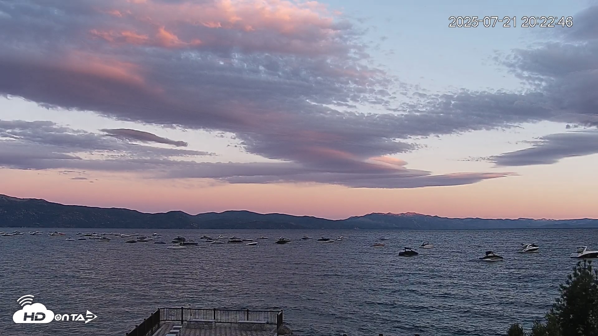 Snapshot of Tahoe Vista Lake Tahoe Live Webcam taken Jul 21, 2025, 8:23pm PDT