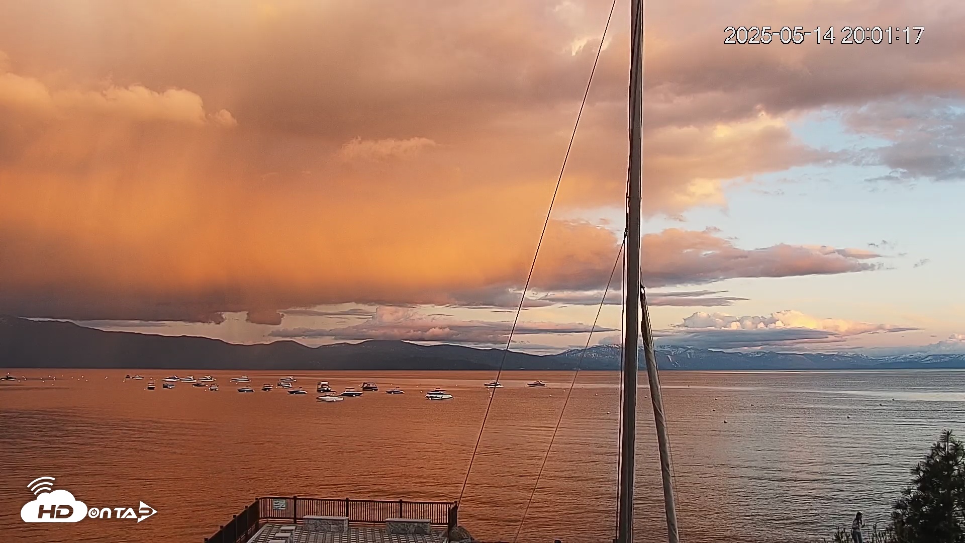 Snapshot of Tahoe Vista Lake Tahoe Live Webcam taken May 14, 2025, 8:02pm PDT