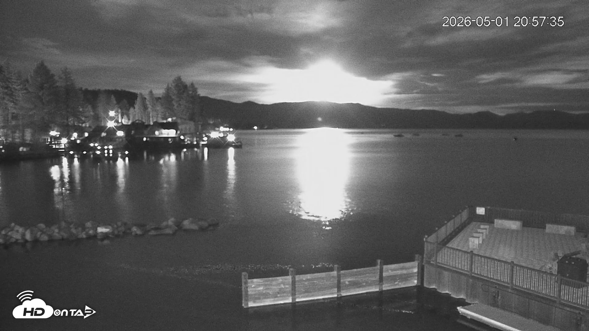Snapshot of Tahoe Vista Lake Tahoe Live Webcam taken May 1, 2026, 8:58pm PDT