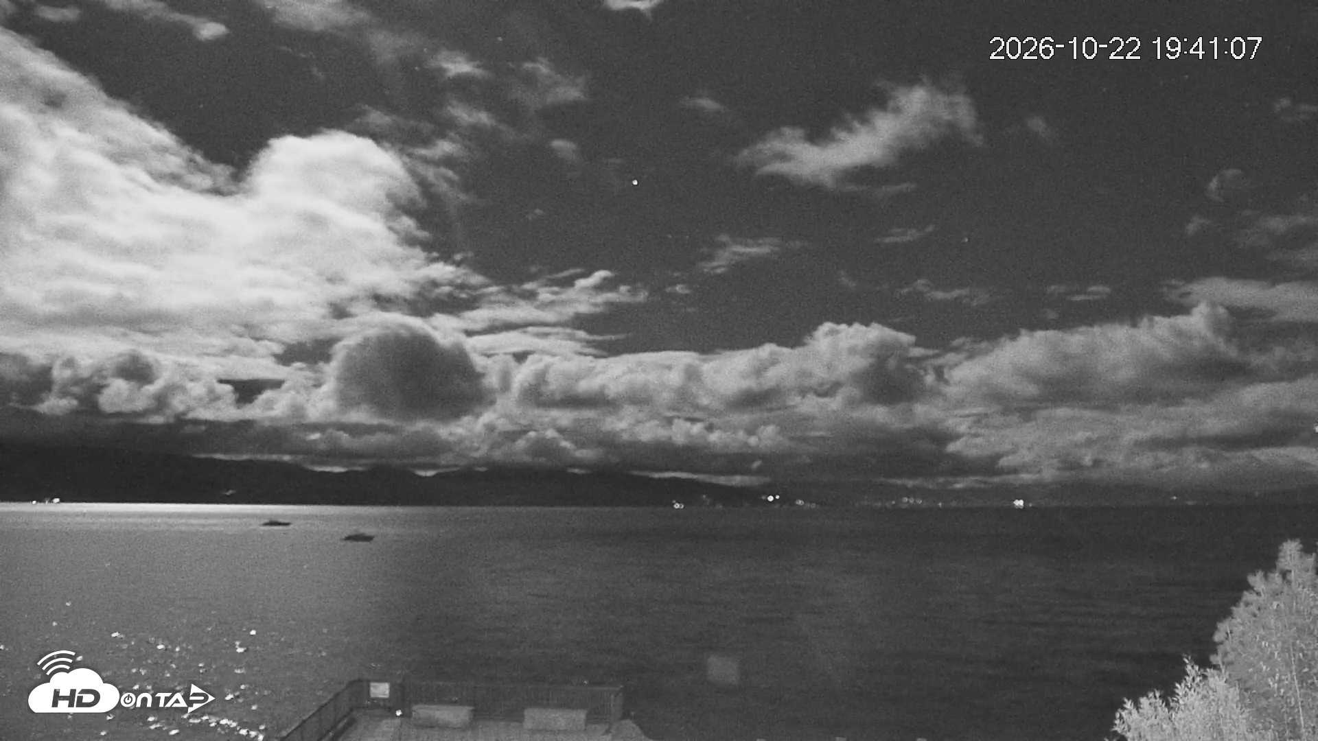 Snapshot of Tahoe Vista Lake Tahoe Live Webcam taken Oct 22, 2026, 7:43pm PDT