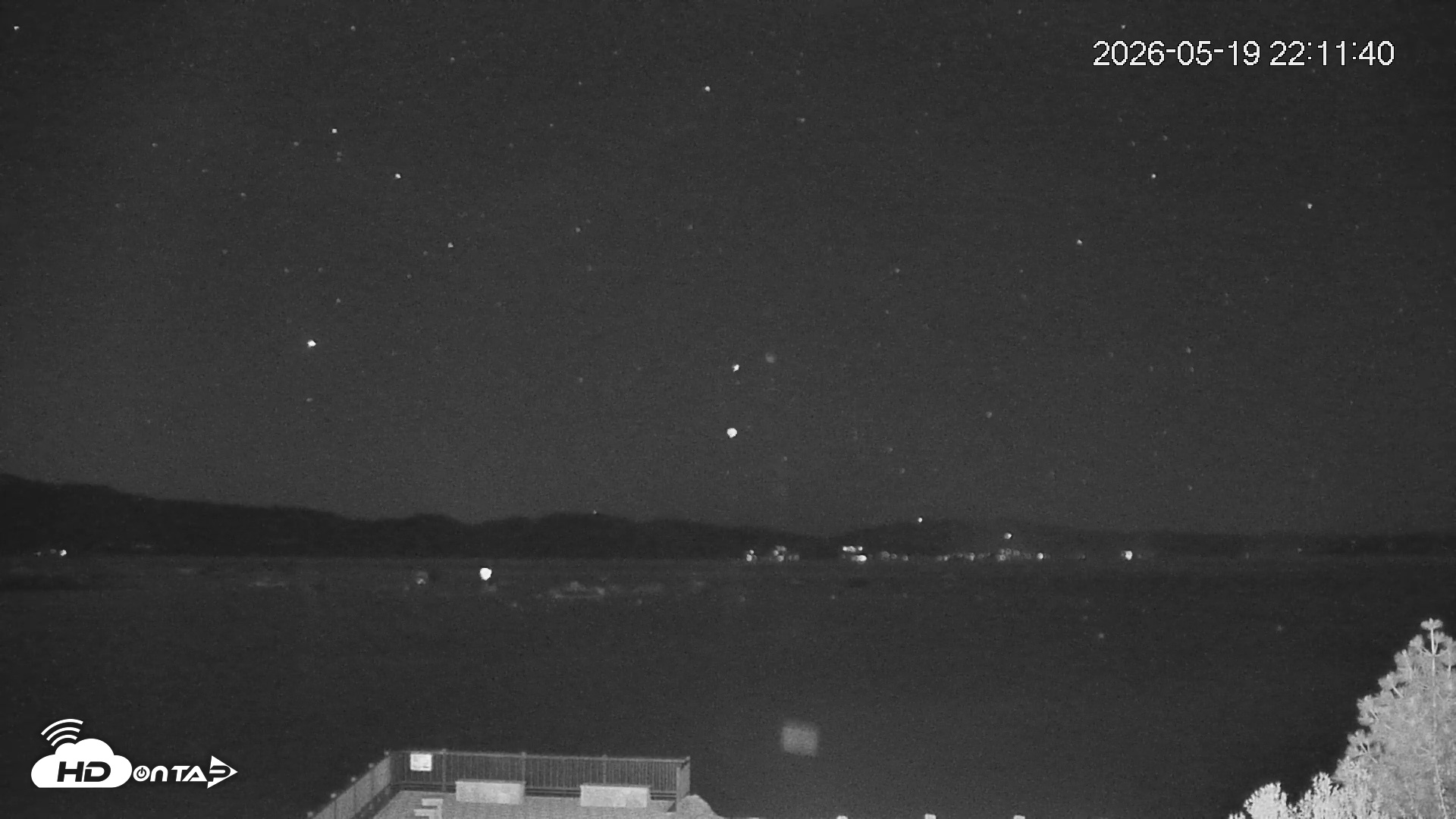 Snapshot of Tahoe Vista Lake Tahoe Live Webcam taken May 19, 2026, 10:13pm PDT