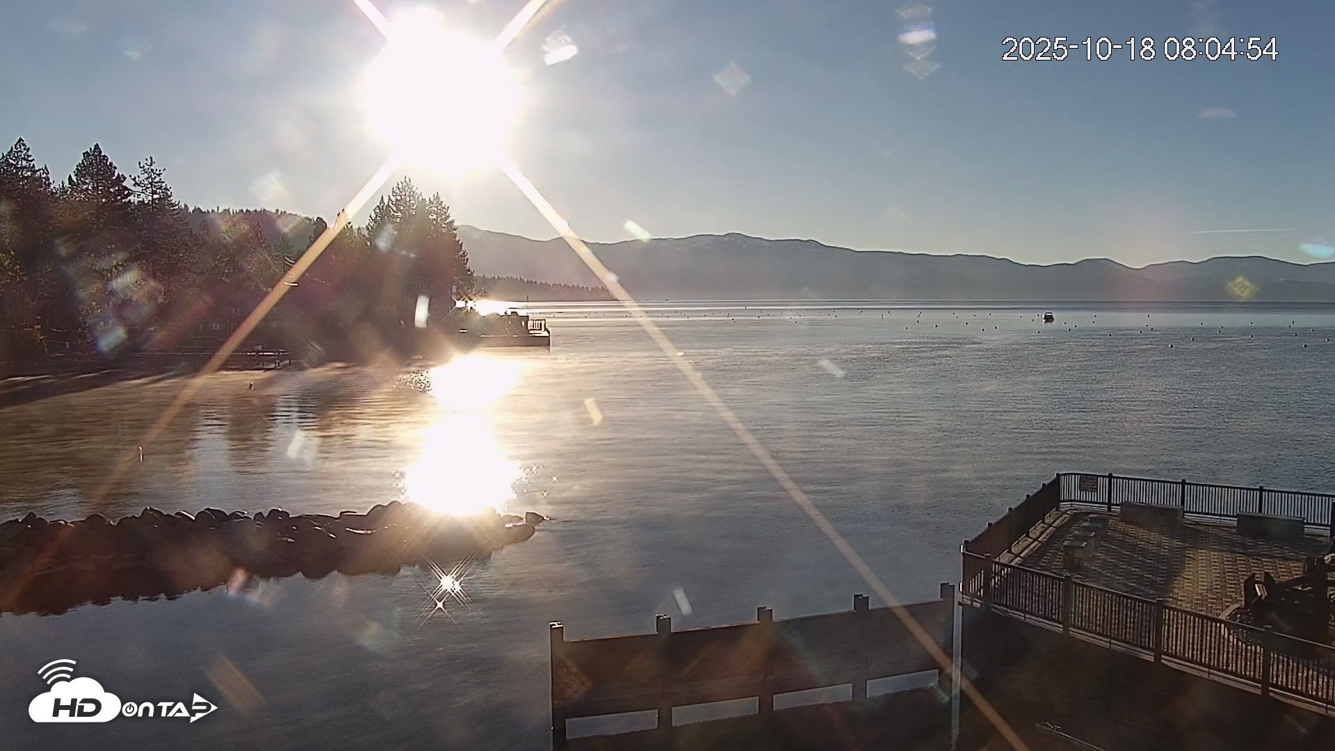 Snapshot of Tahoe Vista Lake Tahoe Live Webcam taken Oct 18, 2025, 8:06am PDT