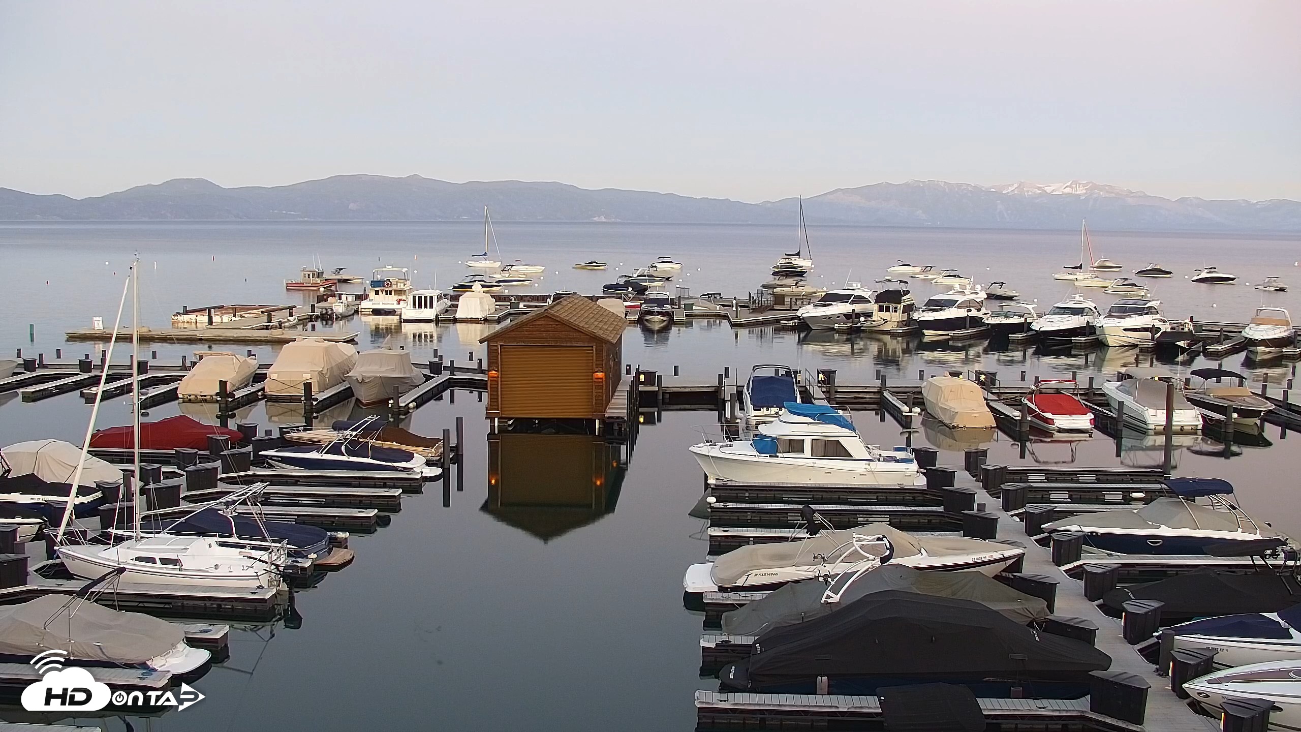 Snapshot of Tahoe City Marina - Lake Tahoe Live Webcam taken Jun 1, 2026, 8:38pm PDT