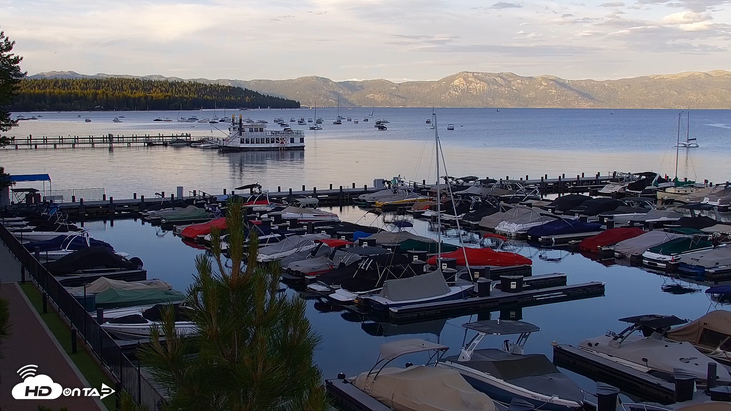 Snapshot of Tahoe City Marina - Lake Tahoe Live Webcam taken Jul 1, 2026, 8:03pm PDT