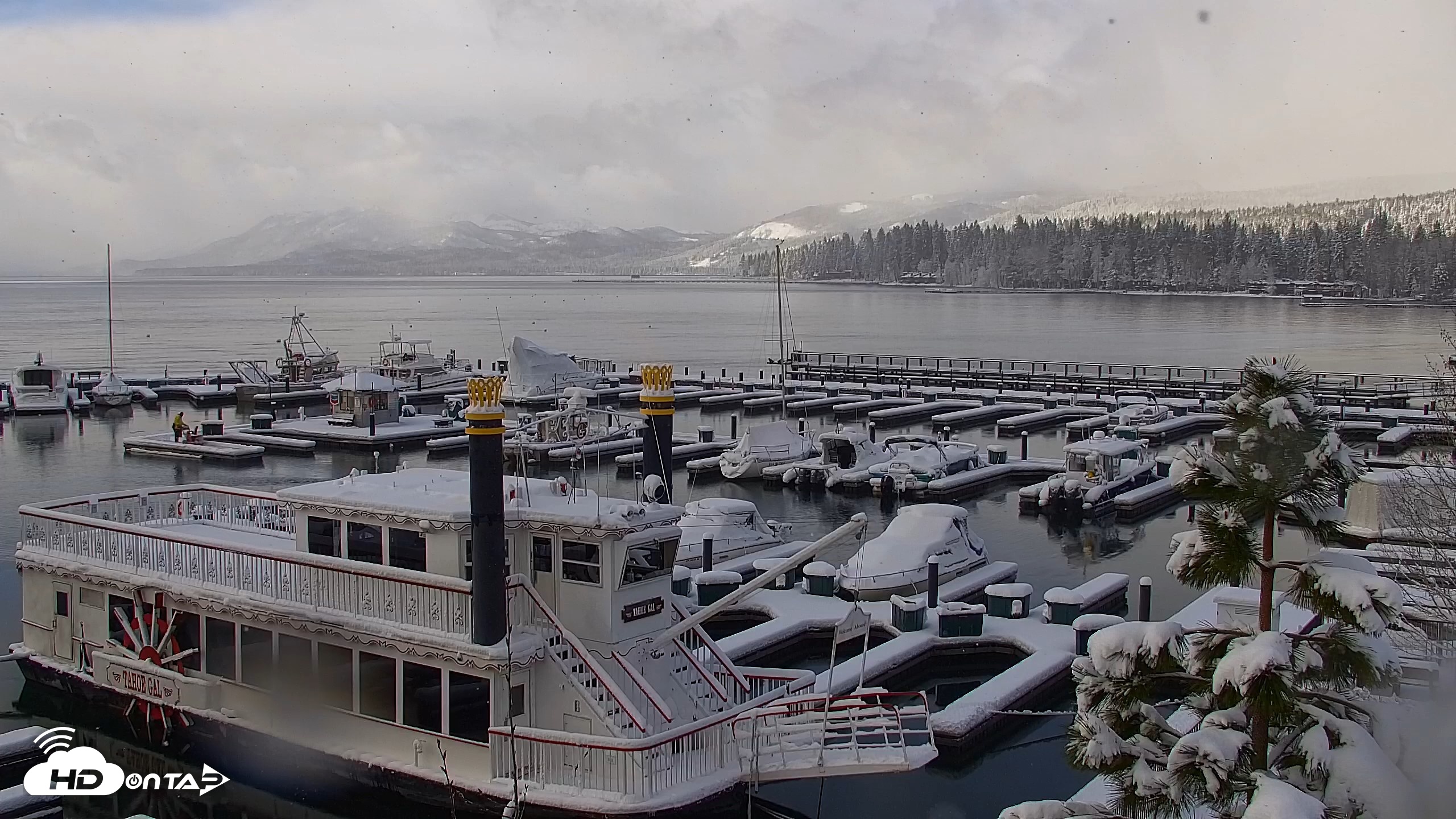 Snapshot of Tahoe City Marina - Lake Tahoe Live Webcam taken Apr 12, 2026, 8:27am PDT
