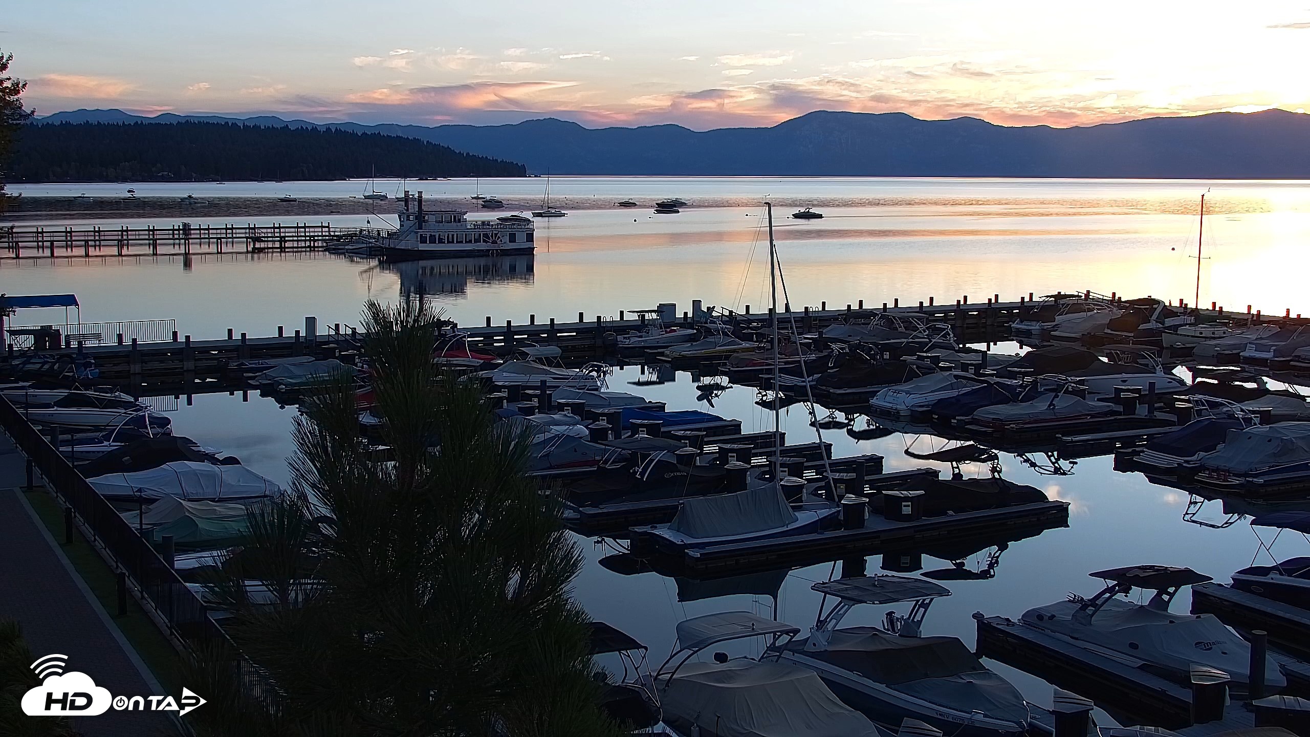 Snapshot of Tahoe City Marina - Lake Tahoe Live Webcam taken Oct 3, 2026, 7:06am PDT