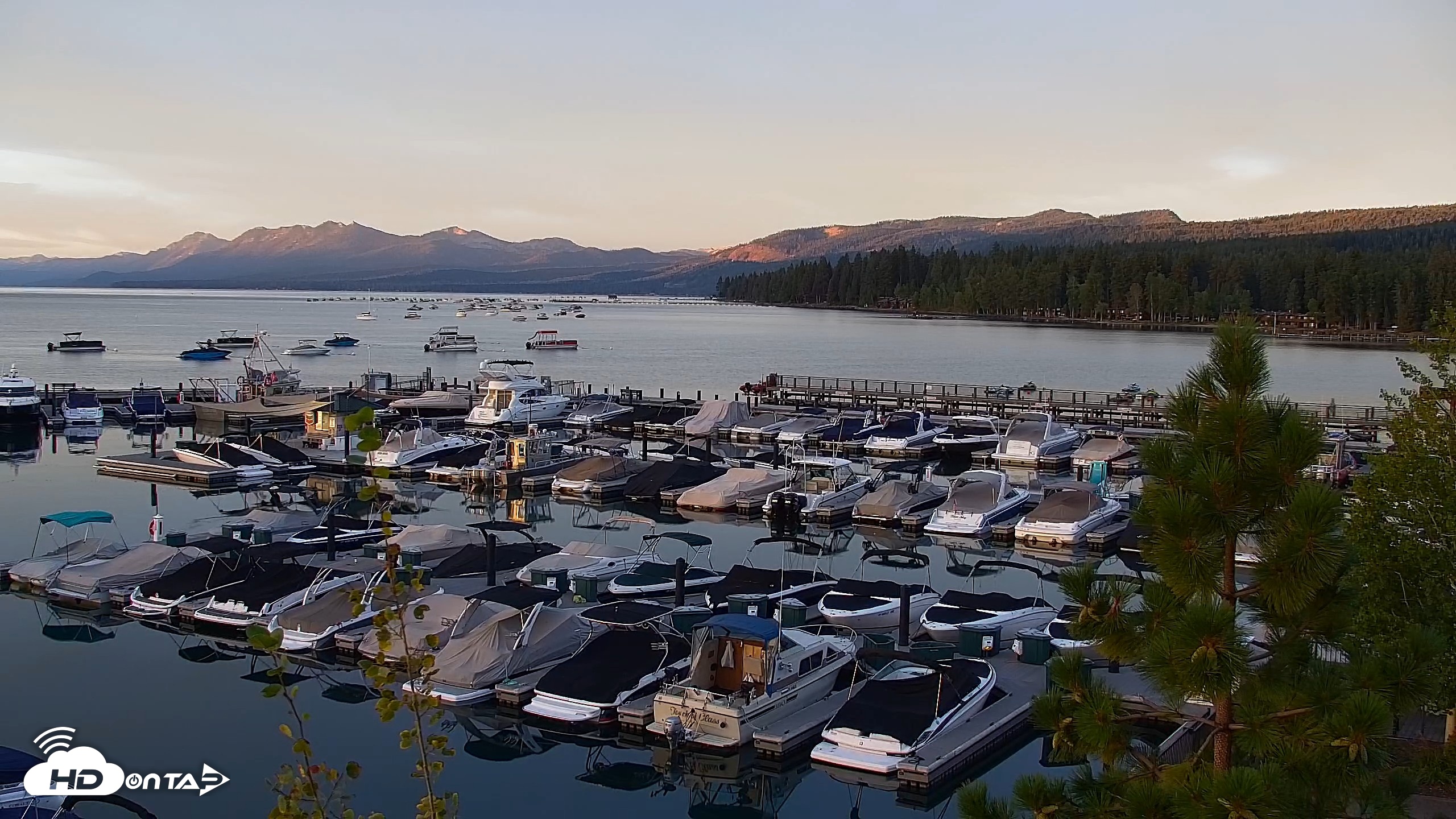 Snapshot of Tahoe City Marina - Lake Tahoe Live Webcam taken Aug 25, 2026, 6:31am PDT