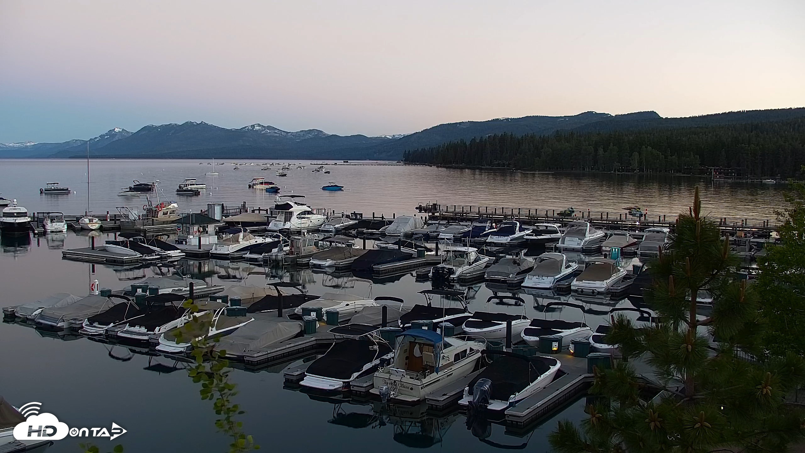 Snapshot of Tahoe City Marina - Lake Tahoe Live Webcam taken Jun 9, 2026, 8:40pm PDT