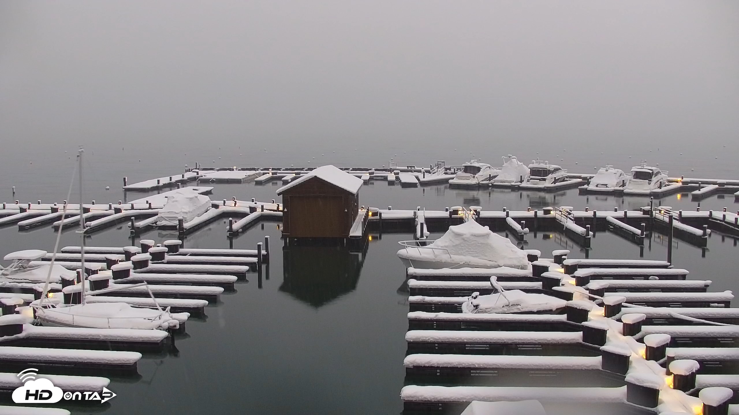 Snapshot of Tahoe City Marina - Lake Tahoe Live Webcam taken Apr 12, 2026, 7:51pm PDT