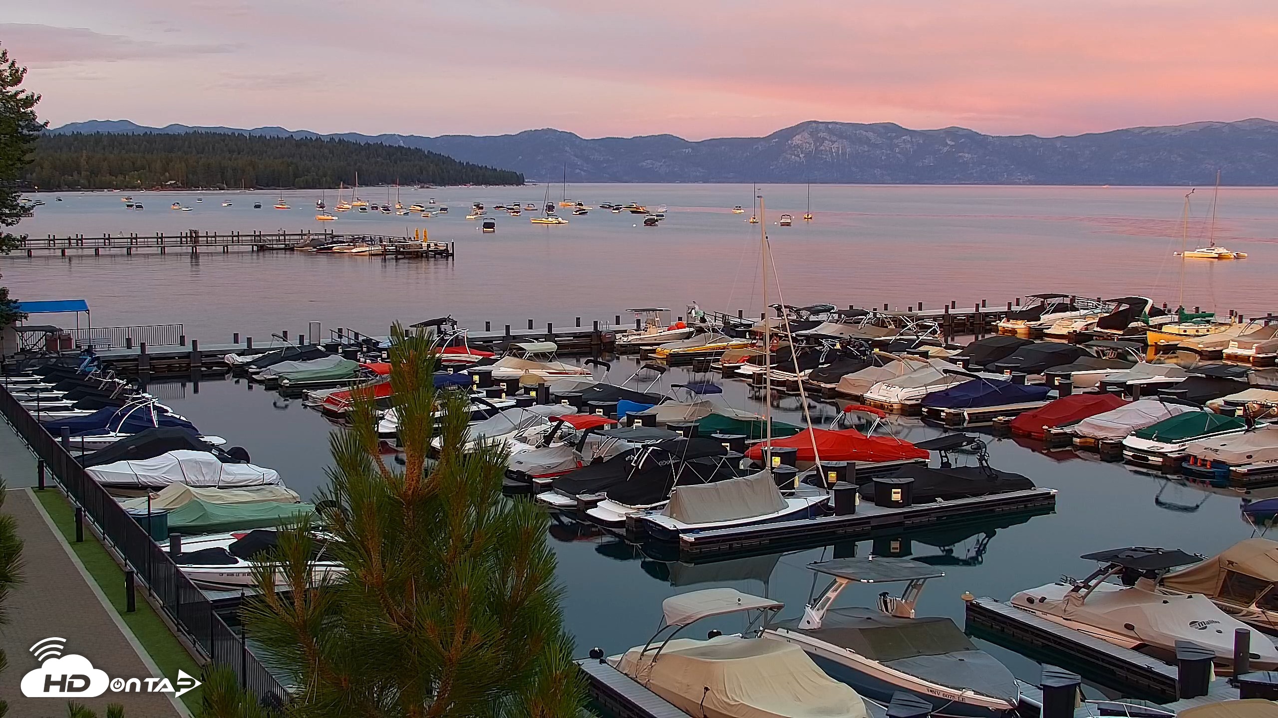 Snapshot of Tahoe City Marina - Lake Tahoe Live Webcam taken Jul 12, 2026, 8:29pm PDT