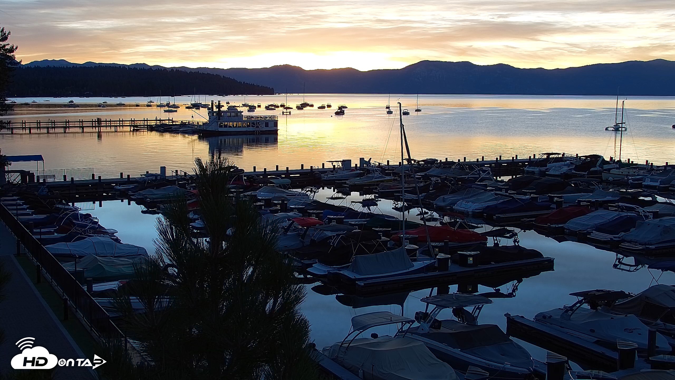 Snapshot of Tahoe City Marina - Lake Tahoe Live Webcam taken Aug 19, 2026, 6:19am PDT