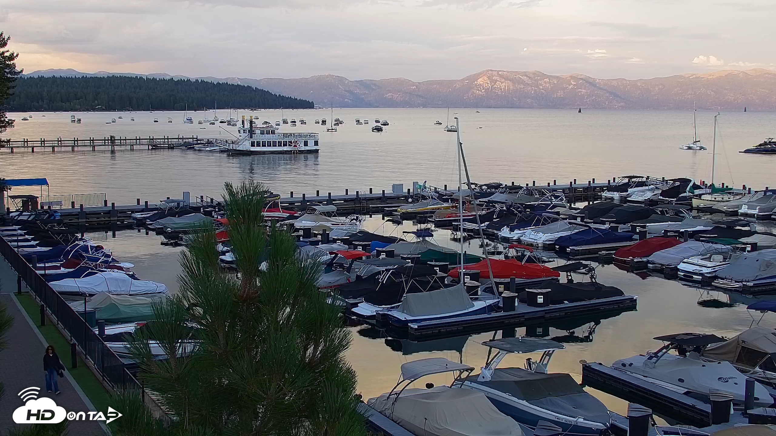 Snapshot of Tahoe City Marina - Lake Tahoe Live Webcam taken Aug 12, 2026, 7:43pm PDT
