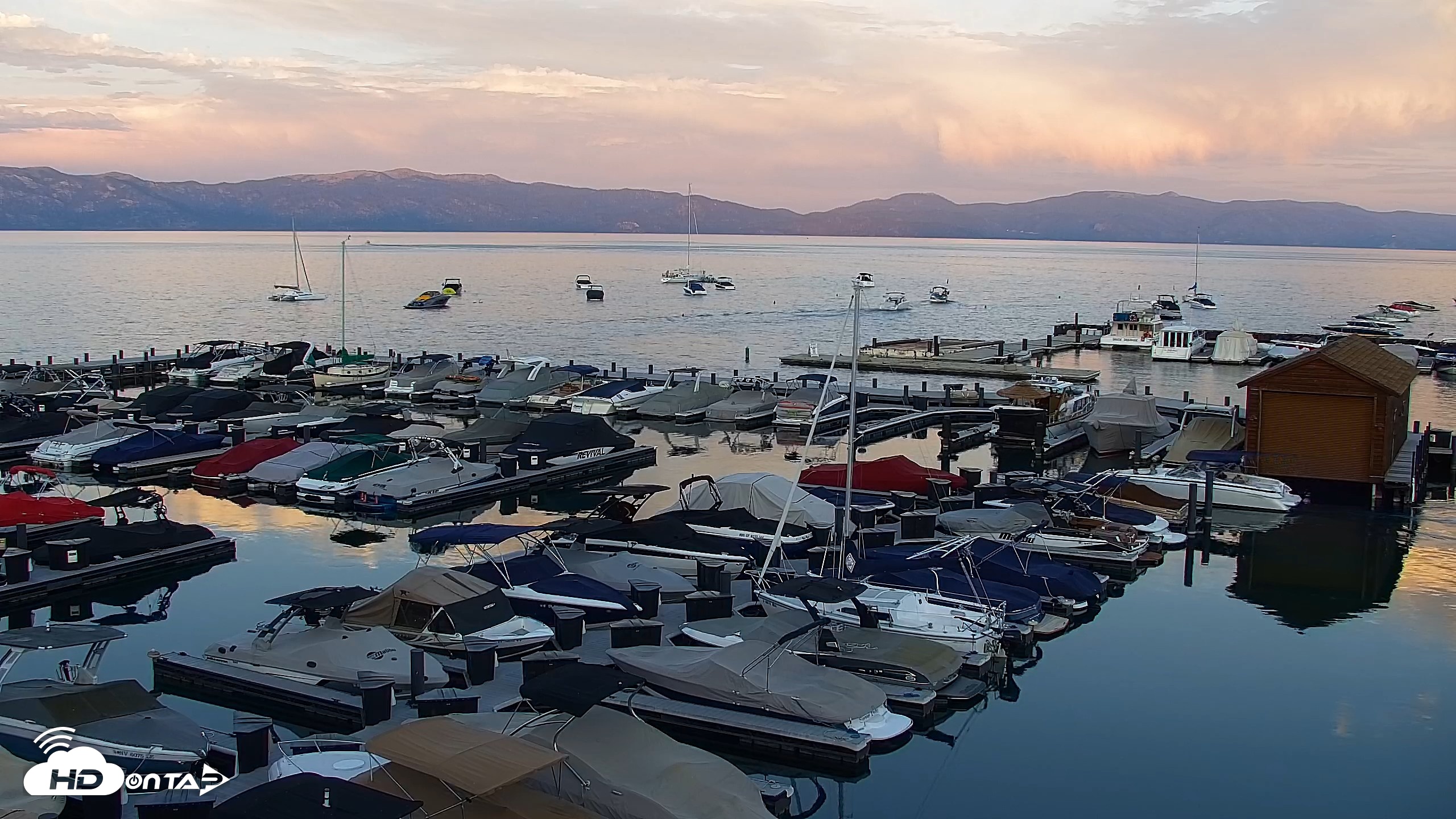 Snapshot of Tahoe City Marina - Lake Tahoe Live Webcam taken Aug 7, 2026, 8:00pm PDT