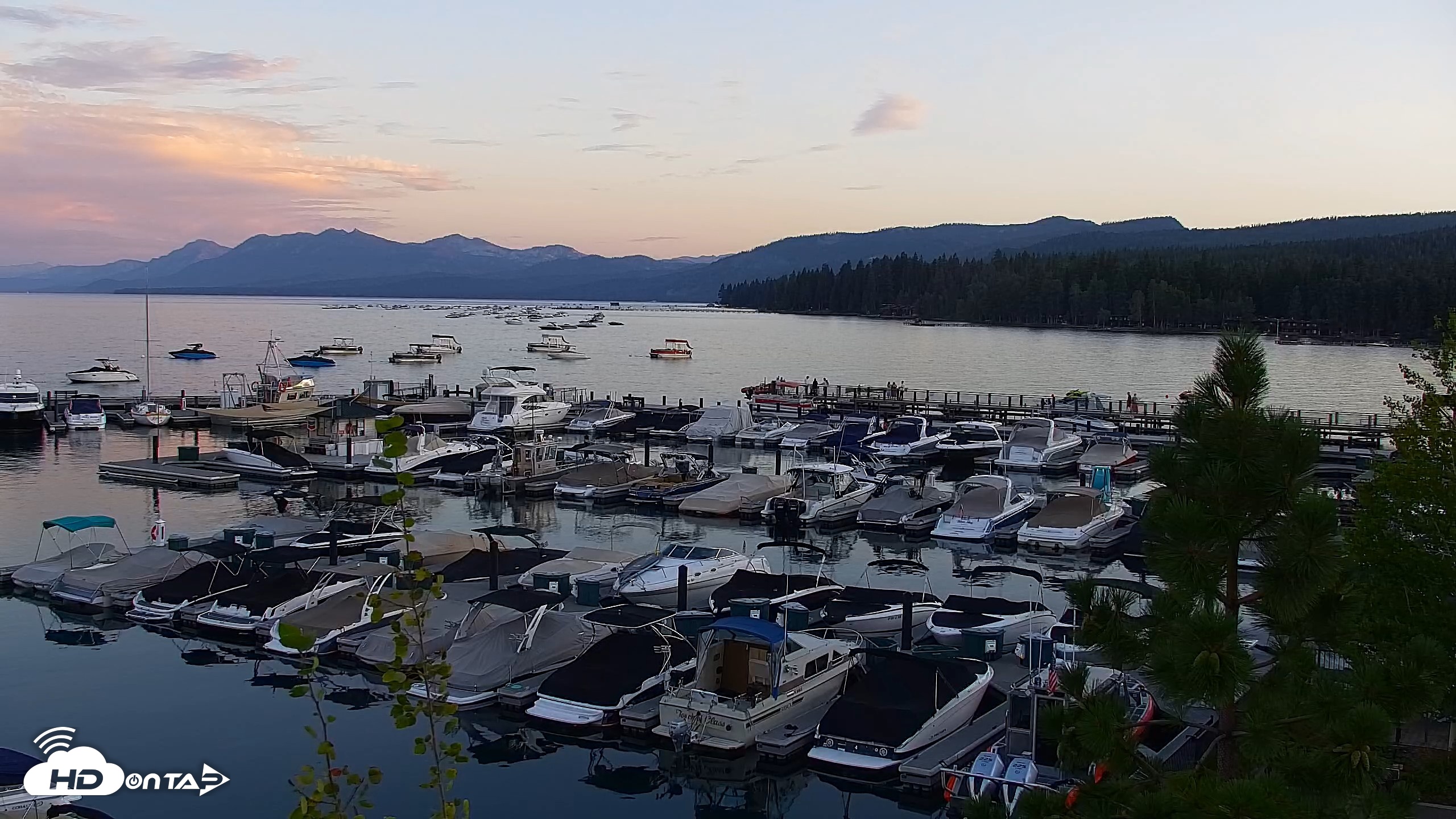 Snapshot of Tahoe City Marina - Lake Tahoe Live Webcam taken Aug 7, 2026, 8:01pm PDT