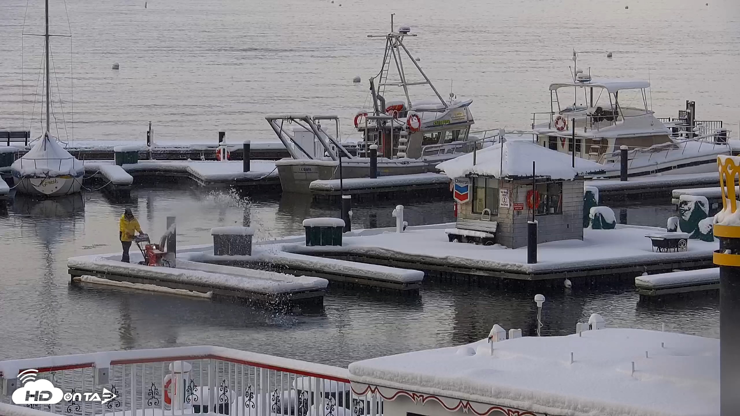 Snapshot of Tahoe City Marina - Lake Tahoe Live Webcam taken Apr 12, 2026, 8:27am PDT