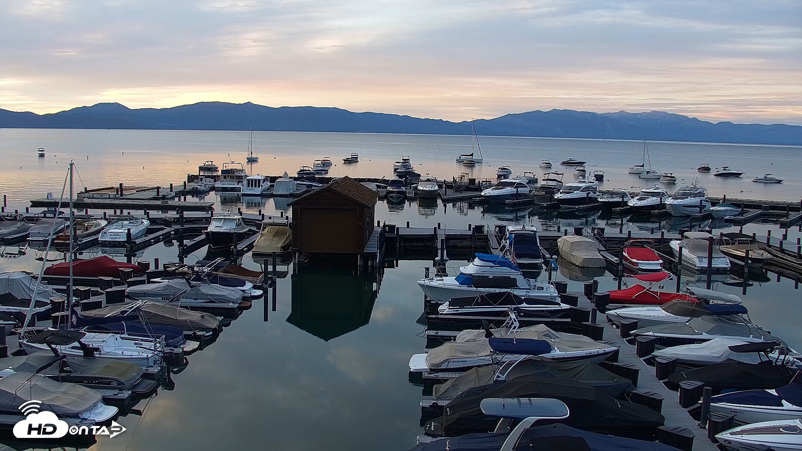 Snapshot of Tahoe City Marina - Lake Tahoe Live Webcam taken Sep 20, 2026, 6:55am PDT