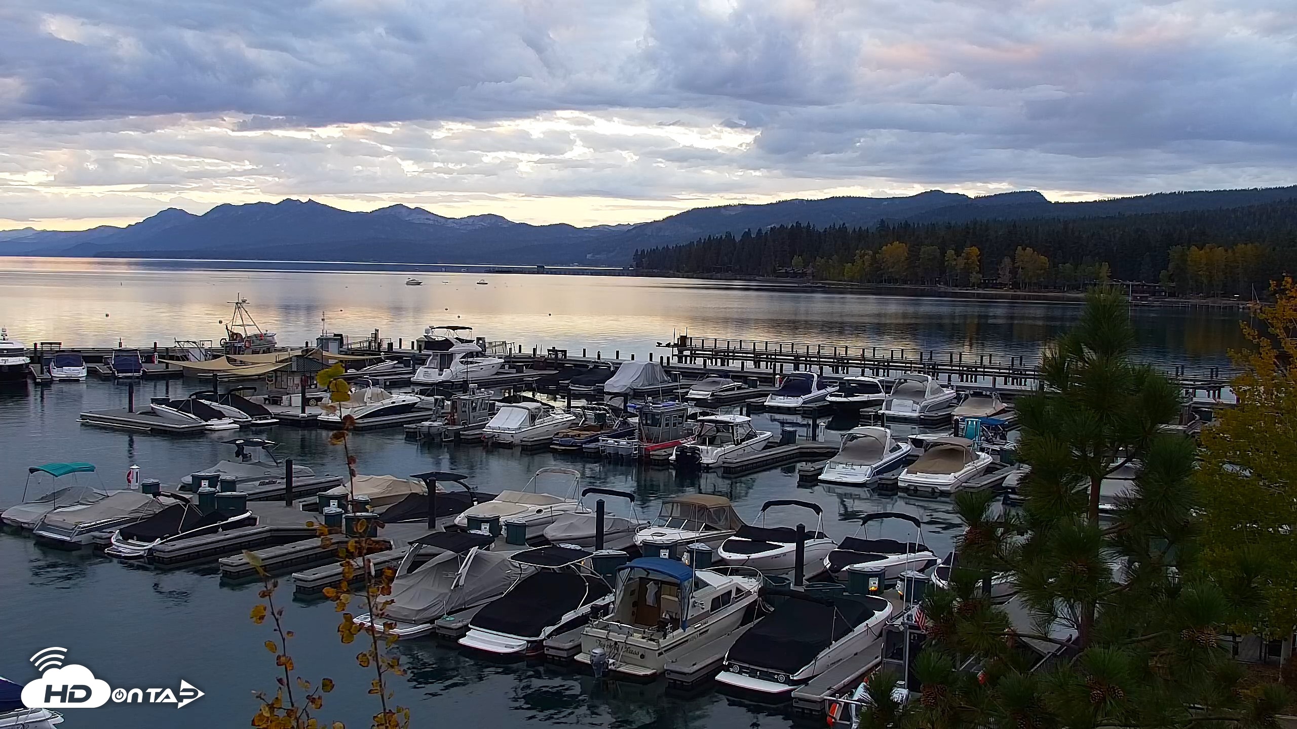 Snapshot of Tahoe City Marina - Lake Tahoe Live Webcam taken Oct 9, 2026, 7:12am PDT