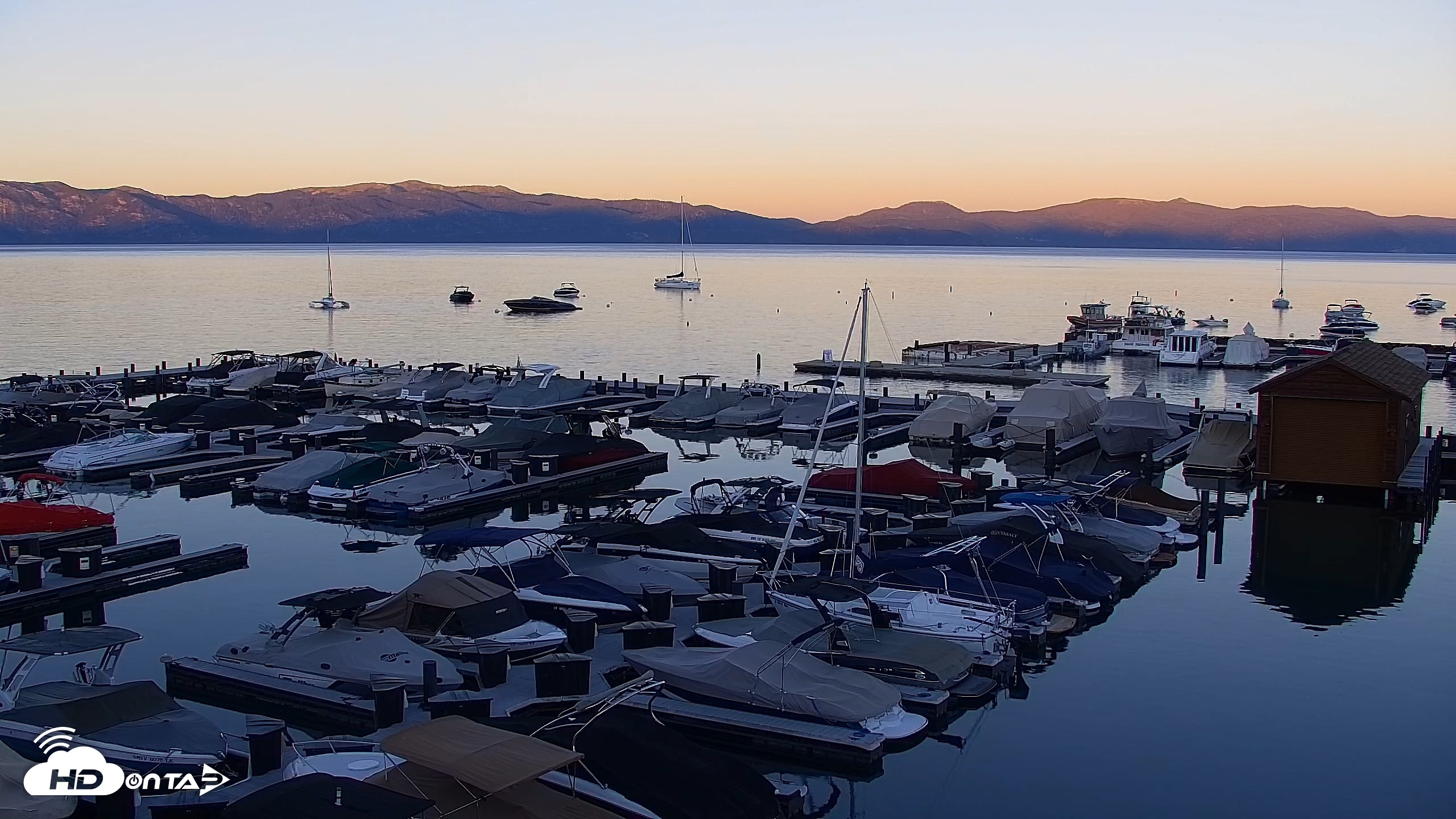 Snapshot of Tahoe City Marina - Lake Tahoe Live Webcam taken Jun 10, 2026, 8:19pm PDT