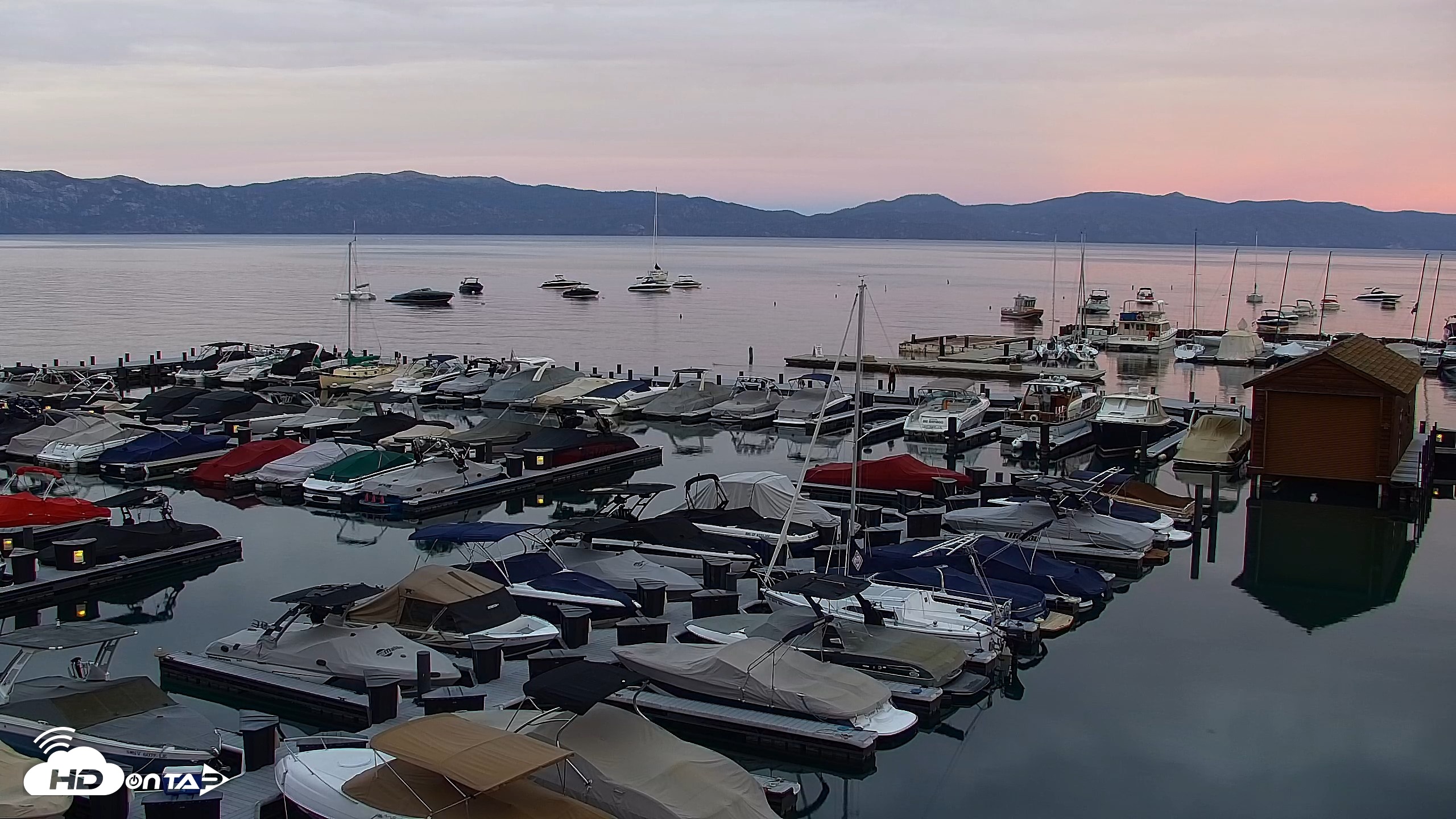 Snapshot of Tahoe City Marina - Lake Tahoe Live Webcam taken Jul 11, 2026, 8:30pm PDT