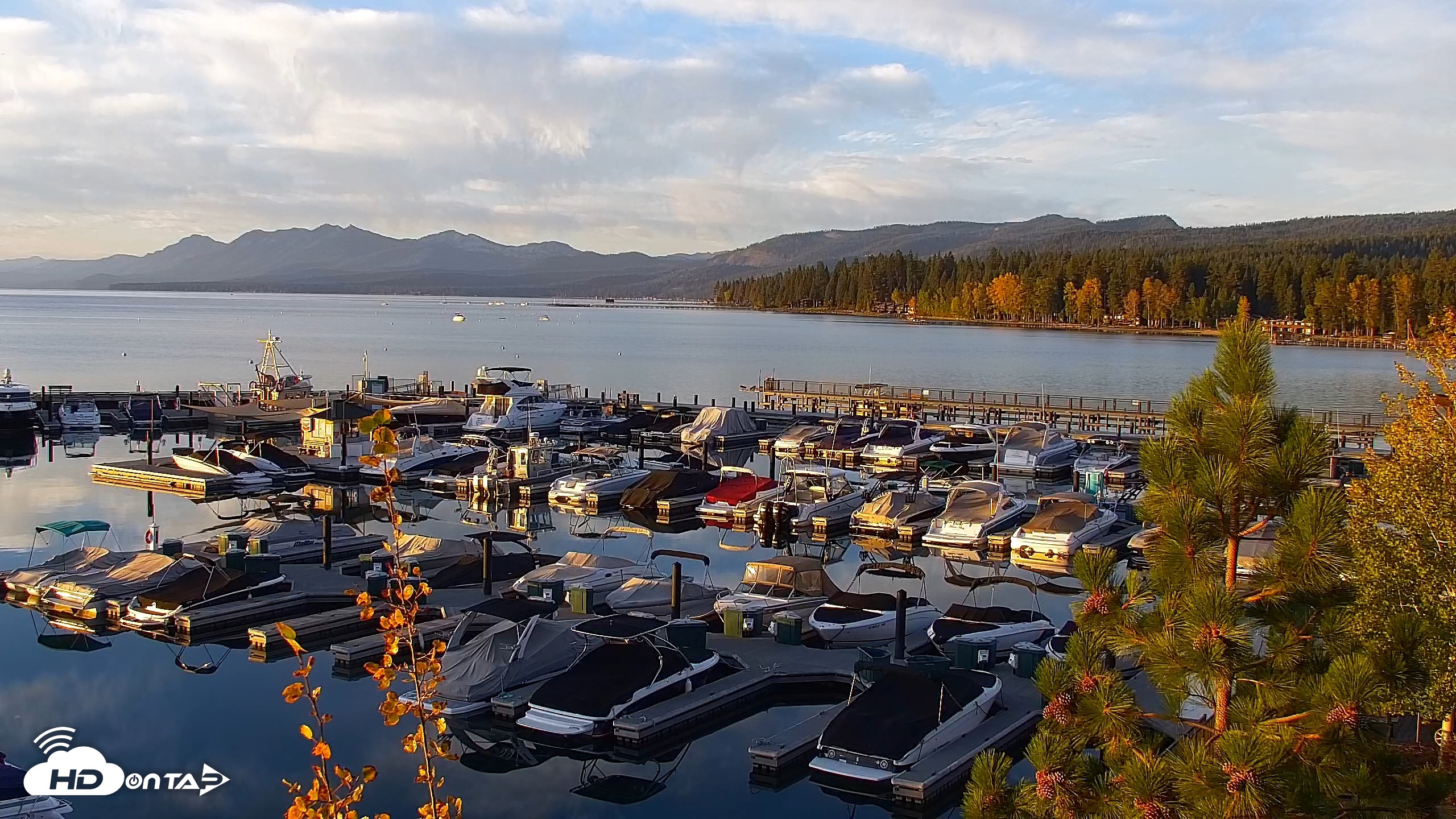 Snapshot of Tahoe City Marina - Lake Tahoe Live Webcam taken Oct 4, 2026, 7:18am PDT