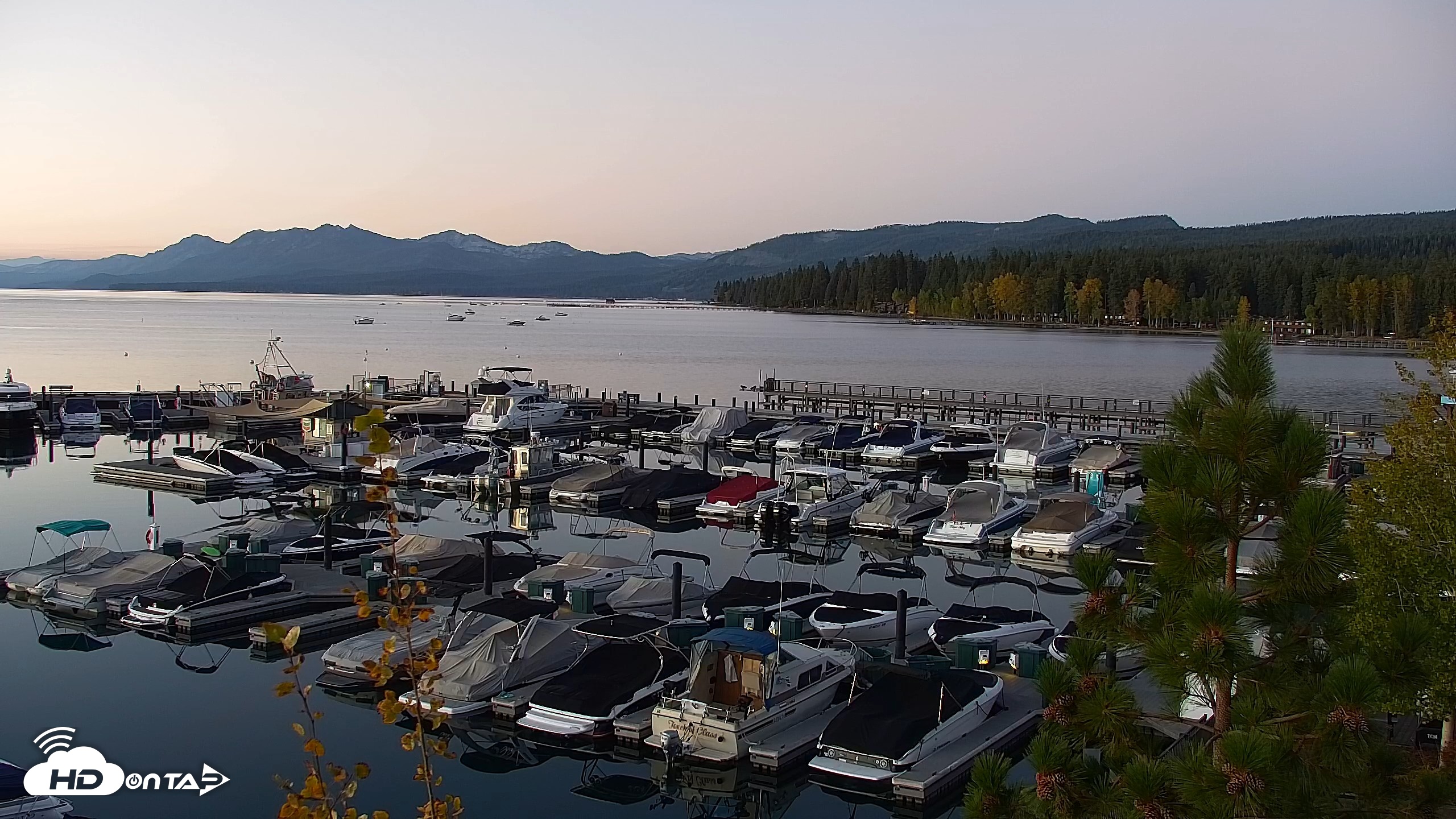 Snapshot of Tahoe City Marina - Lake Tahoe Live Webcam taken Oct 1, 2026, 6:44am PDT