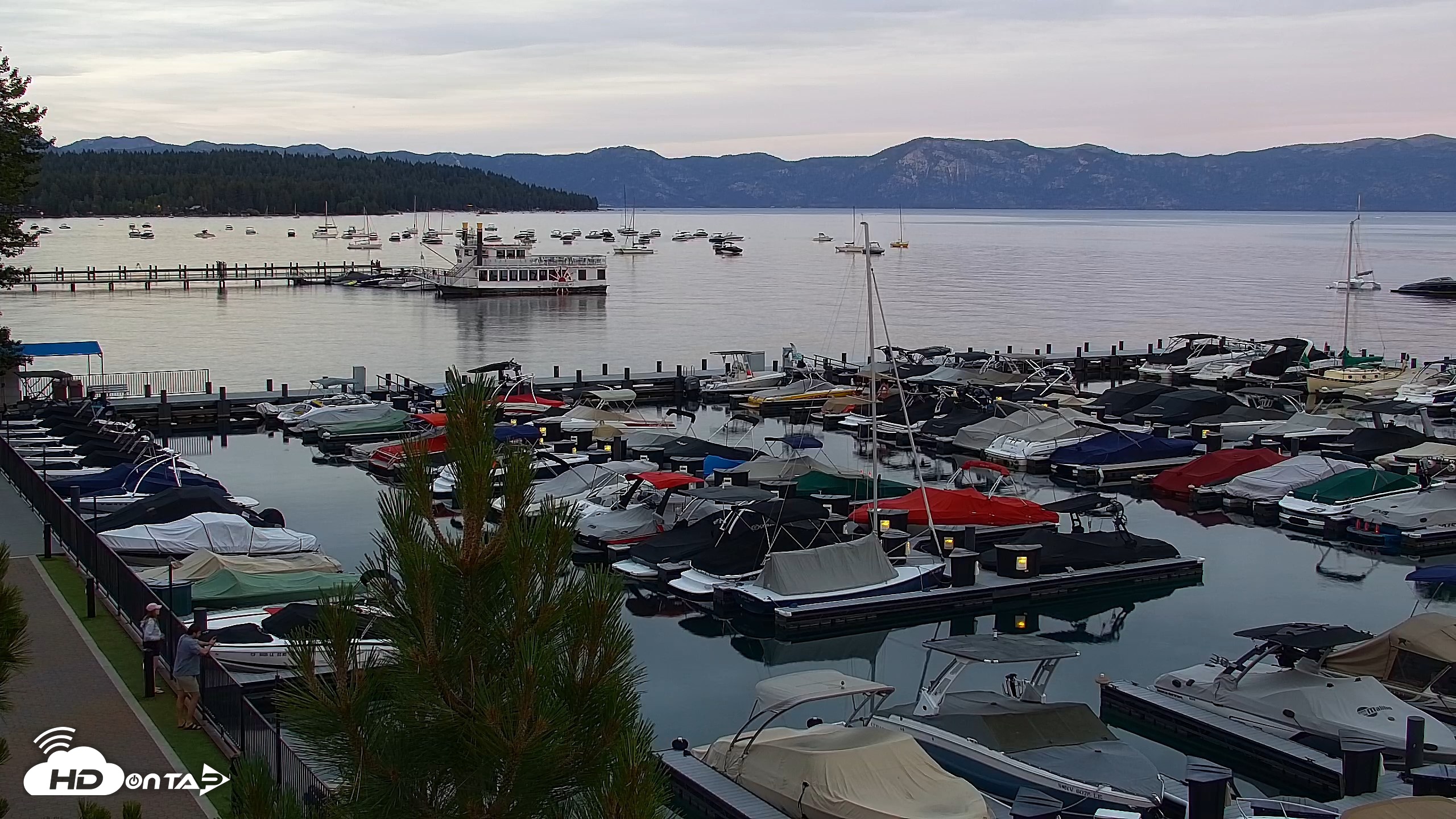 Snapshot of Tahoe City Marina - Lake Tahoe Live Webcam taken Jul 11, 2026, 8:29pm PDT
