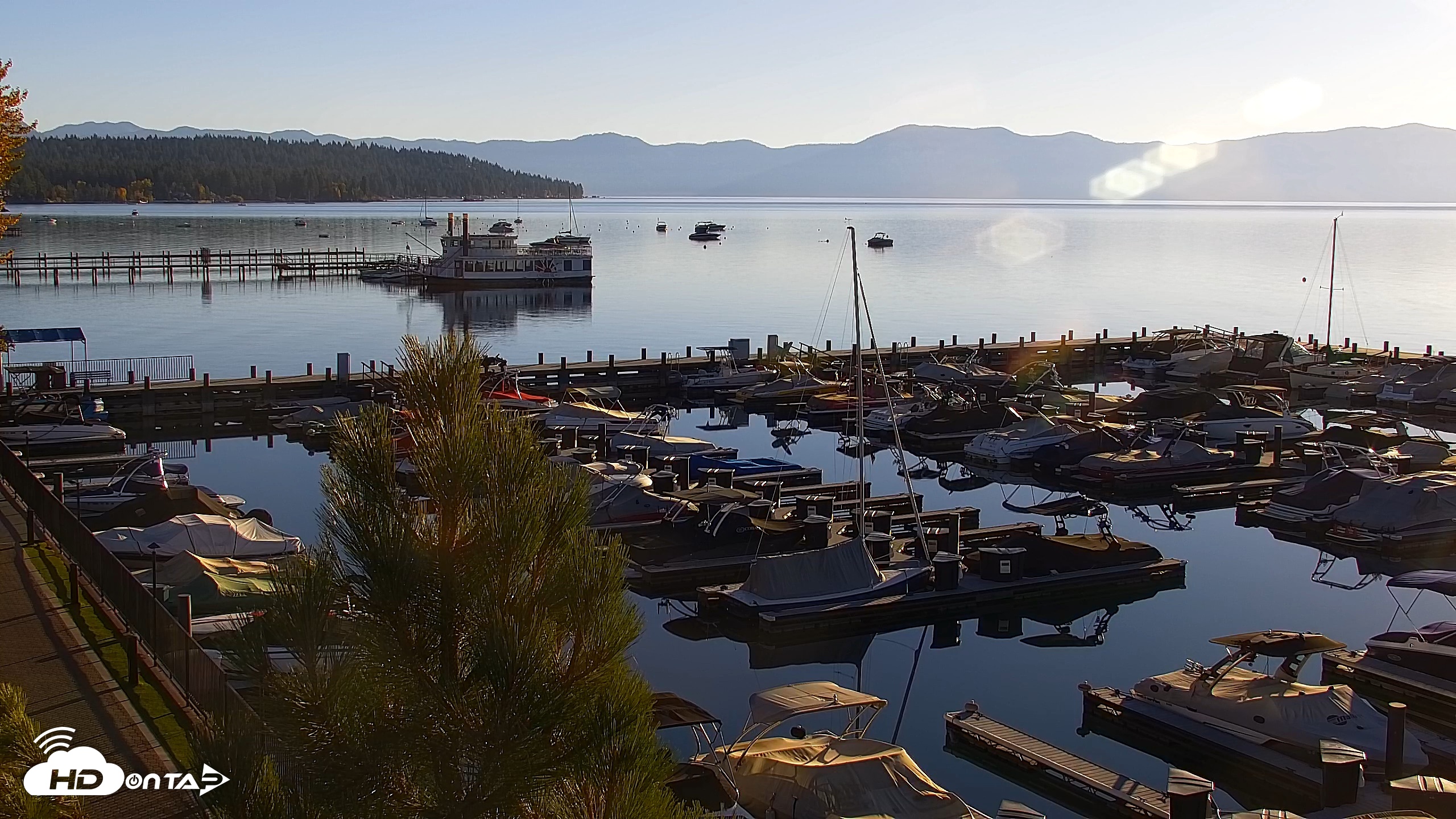 Snapshot of Tahoe City Marina - Lake Tahoe Live Webcam taken Oct 8, 2026, 8:02am PDT