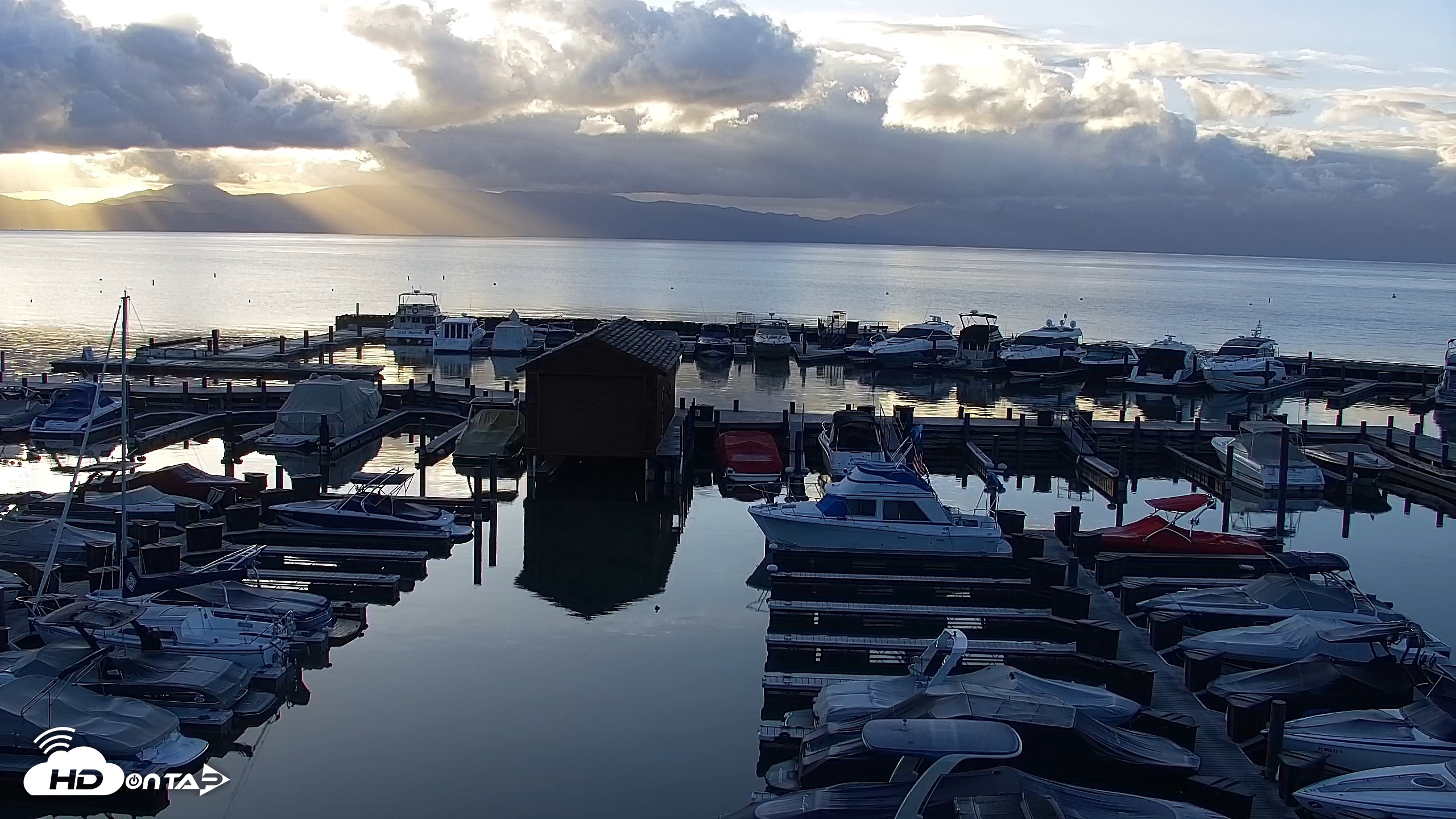 Snapshot of Tahoe City Marina - Lake Tahoe Live Webcam taken Oct 12, 2026, 7:53am PDT
