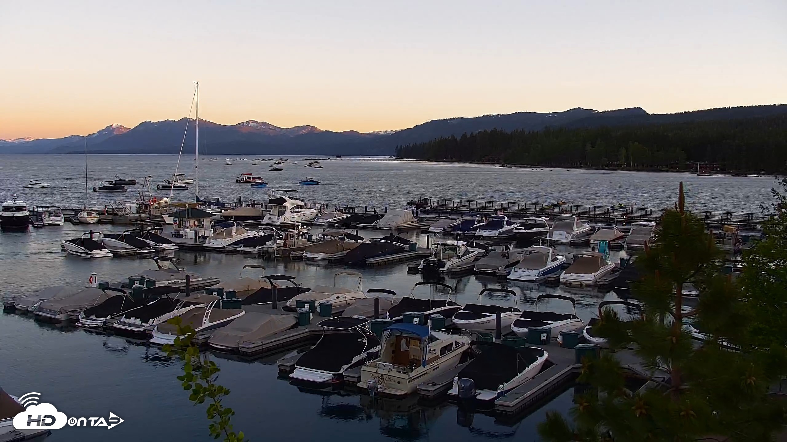Snapshot of Tahoe City Marina - Lake Tahoe Live Webcam taken Jun 6, 2026, 8:18pm PDT