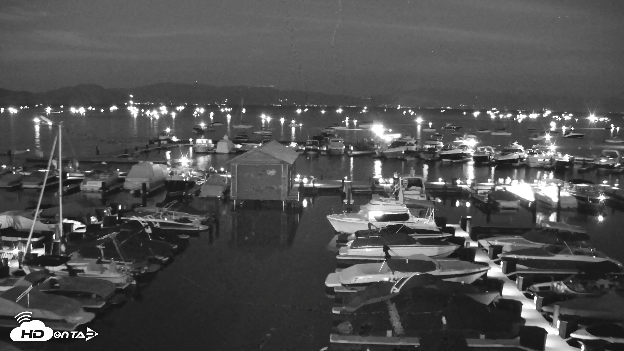 Snapshot of Tahoe City Marina - Lake Tahoe Live Webcam taken Jul 4, 2026, 9:26pm PDT