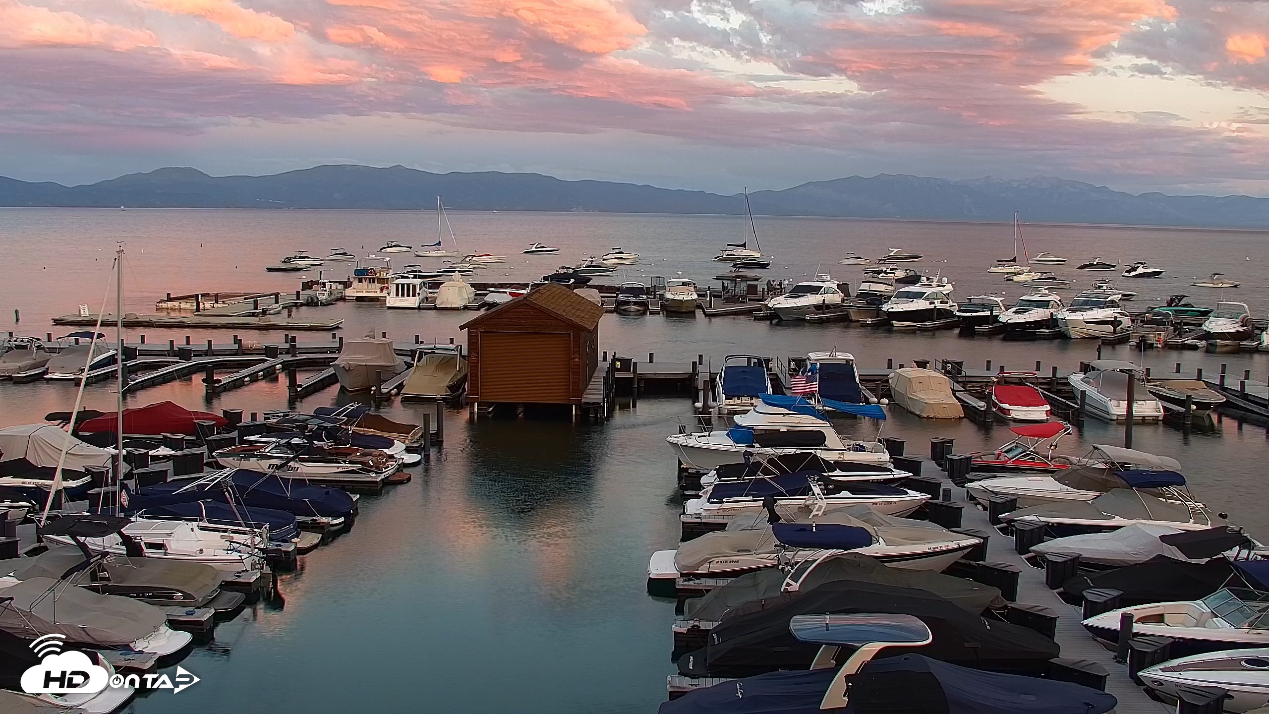 Snapshot of Tahoe City Marina - Lake Tahoe Live Webcam taken Jul 18, 2026, 8:29pm PDT